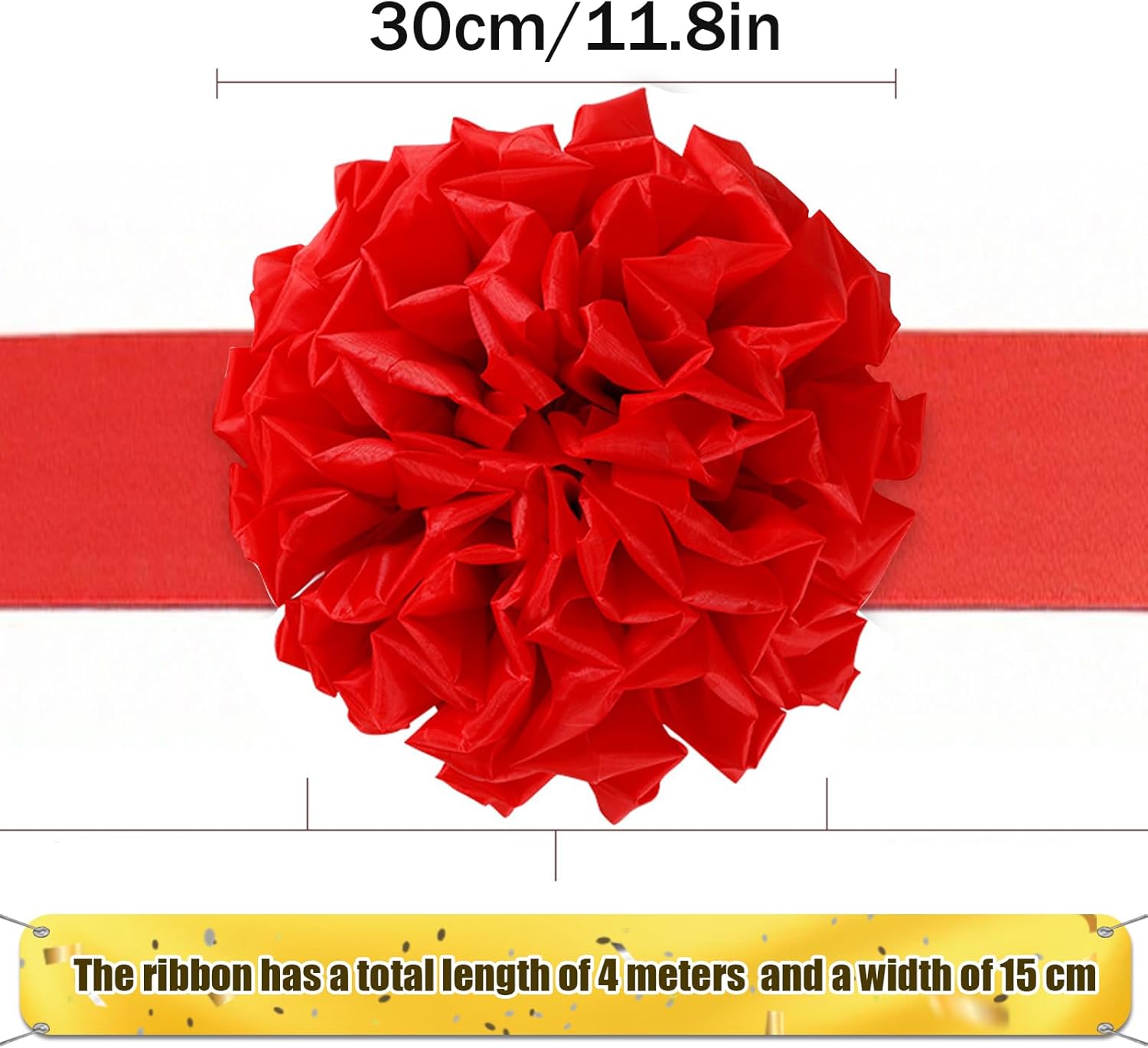 Grand Opening Ribbon-Cutting Ceremony Kit – Includes Gold Scissors, Flower Ball, Red Ribbon & White Gloves,Suitable for all ribbon-cutting and inauguration ceremonies (Mirror Polished Handle)