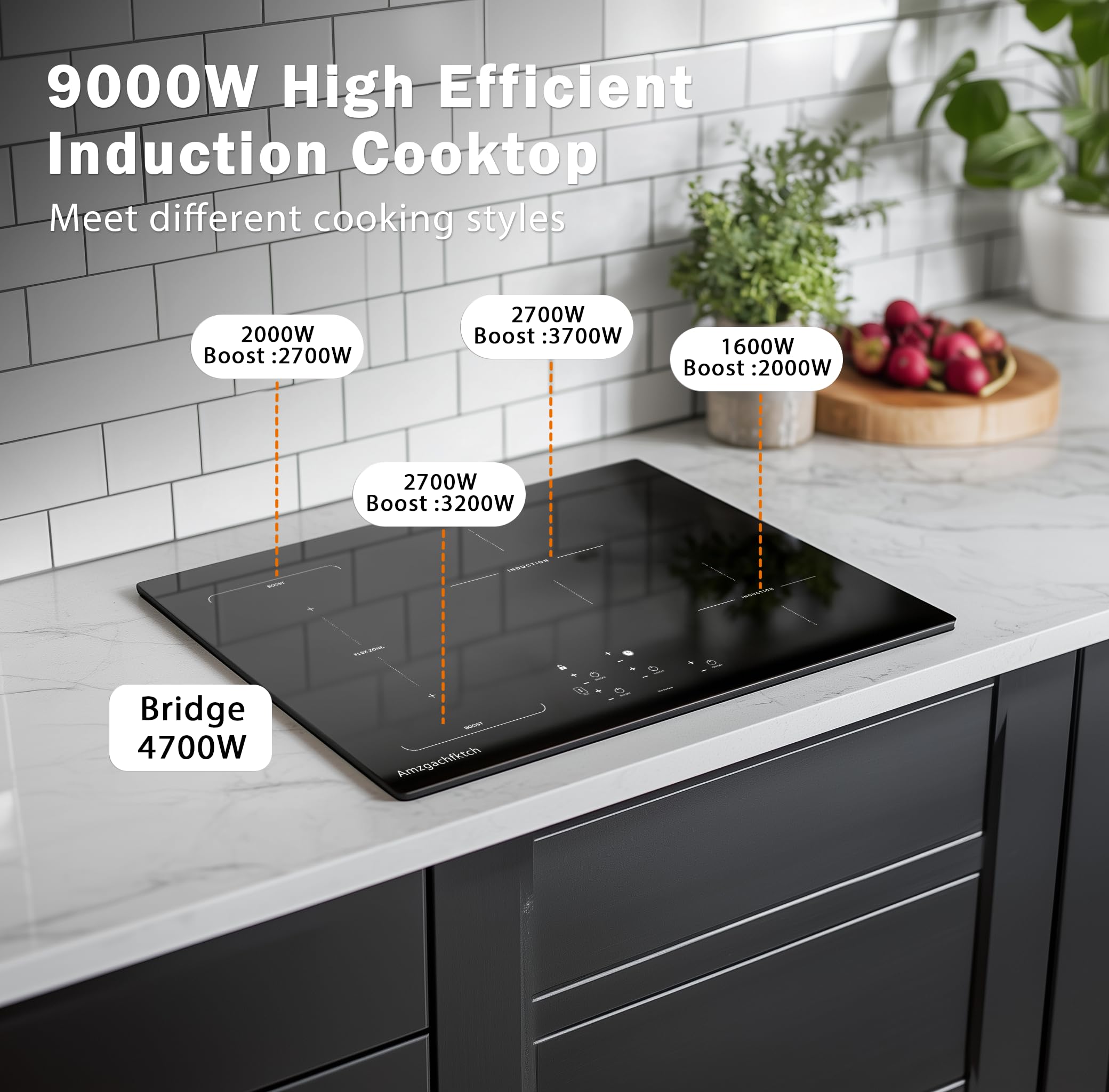 Amzgachfktch Placa de inducción de 76 cm