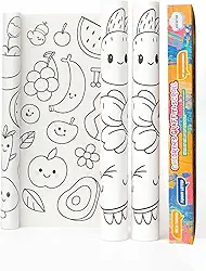 Rolo Adesivo de Desenho Infantil para Colorir: 2 Rolos de Papel Adesivo (6 metros) de Frutinhas e Natureza Divertida para Colorir - Presente Educativo e Divertido para Crianças