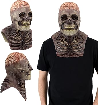 Bulex Skull Mask - Scary Full Head Skeleton Headgear - Realistic Halloween Cosplay Latex Horror Mask