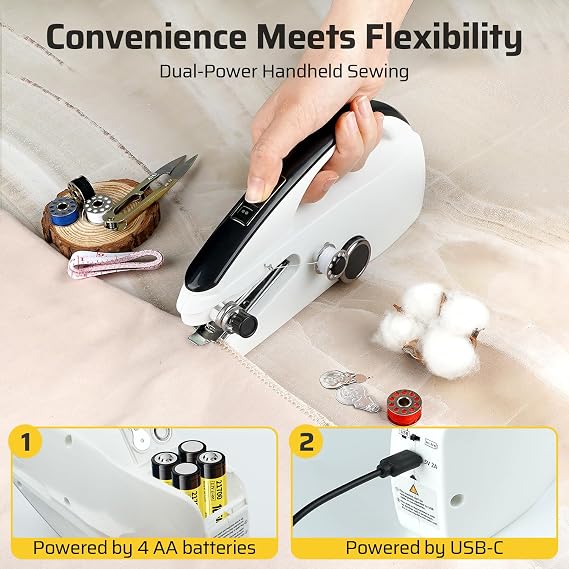 Handheld Sewing Machine, Dual Speed Hand Held Sewing Machine, Sewing Mini Portable Machine for Beginners, Adults, DIY, Home, Travel