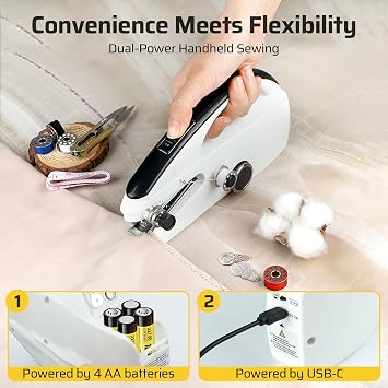 Handheld Sewing Machine, Dual Speed Hand Held Sewing Machine, Sewing Mini Portable Machine for Beginners, Adults, DIY, Home, Travel