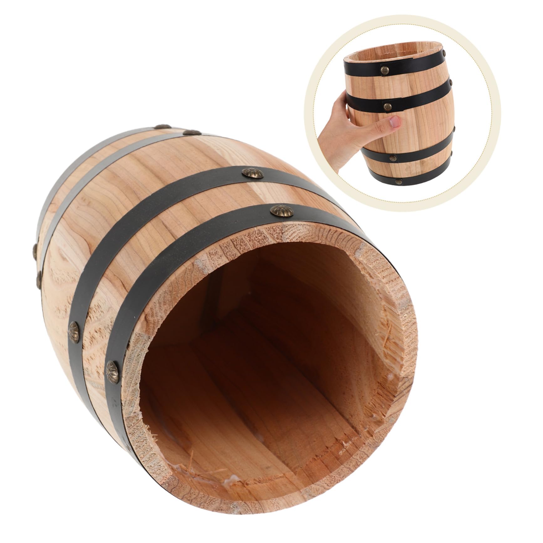 Cabilock Porte-ustensiles Rangement pour Baguettes et Cuillères en Bois Vintage de Style Rétro Design Gain de Place de Tonneau Beige pour Plan de Travail la Cuisine