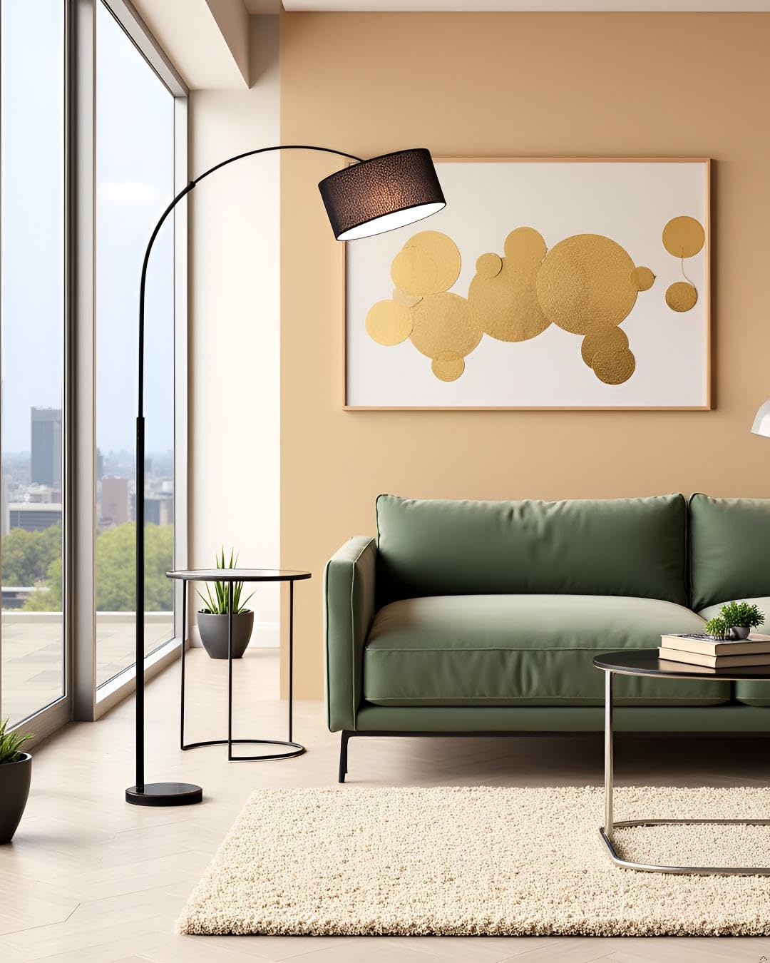 BEL AIR HOME - Lampada da Terra CAPRI | 126 cm Altezza Regolabile | Design Elegante per Interni | Adatta per Bulbo E27, Moderna (NERO)