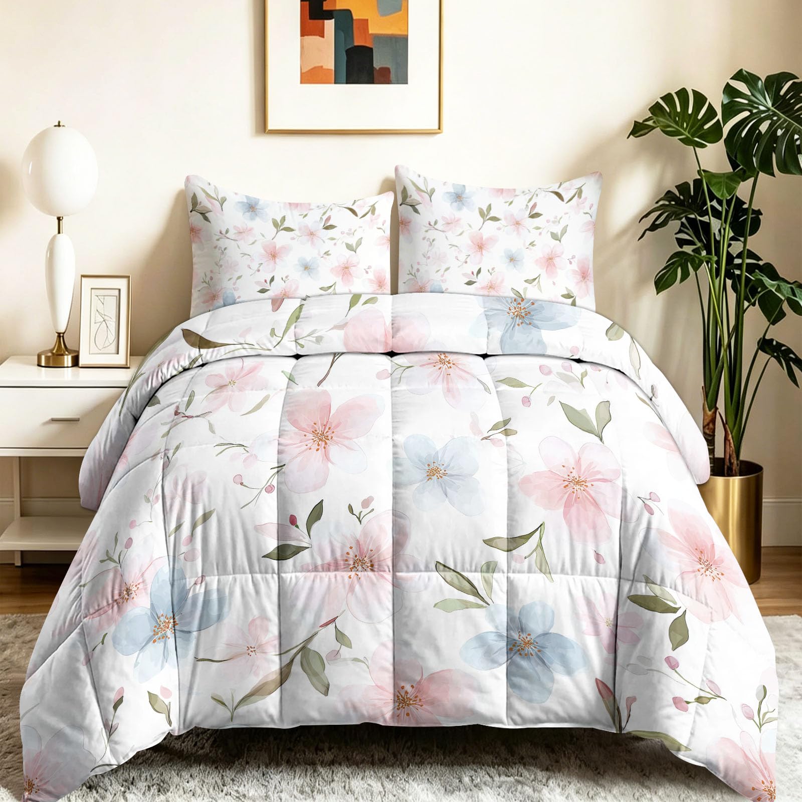Couette sans Housse 180x200 cm Imprimé Fleurs Roses