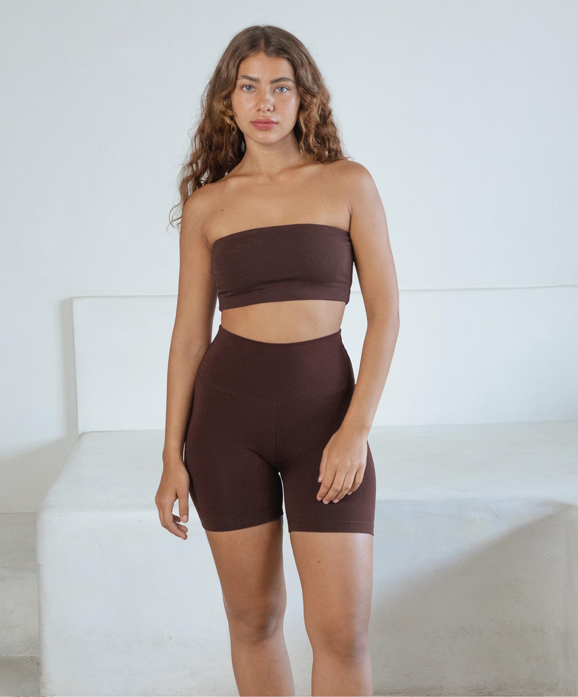 BAYDI Creamlush damskie spodnie rowerowe, 20 cm, wygodne, krótkie spodnie sportowe z wysoką talią, do jogi, pilatesu, na czas wolny, na co dzień
