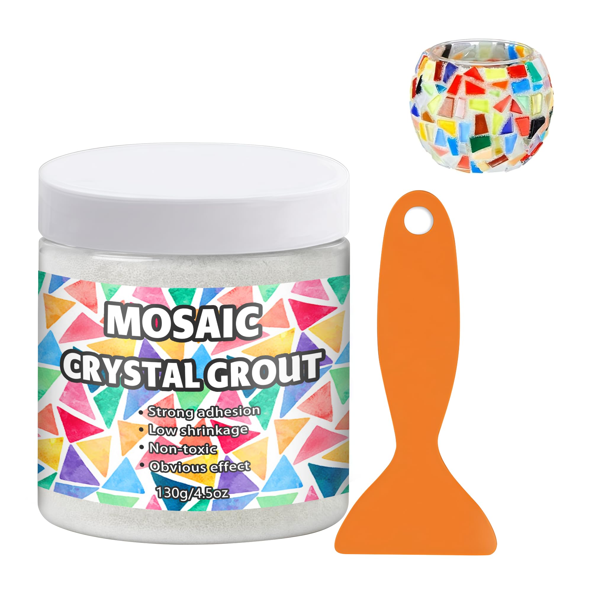 Mosaic Crystal Grout, Mosaics Tile Tools, Mosaic Tile Accessories – Essential for Handmade Grouting and Perfect for DIY Craft Projects (White, 6.3oz)