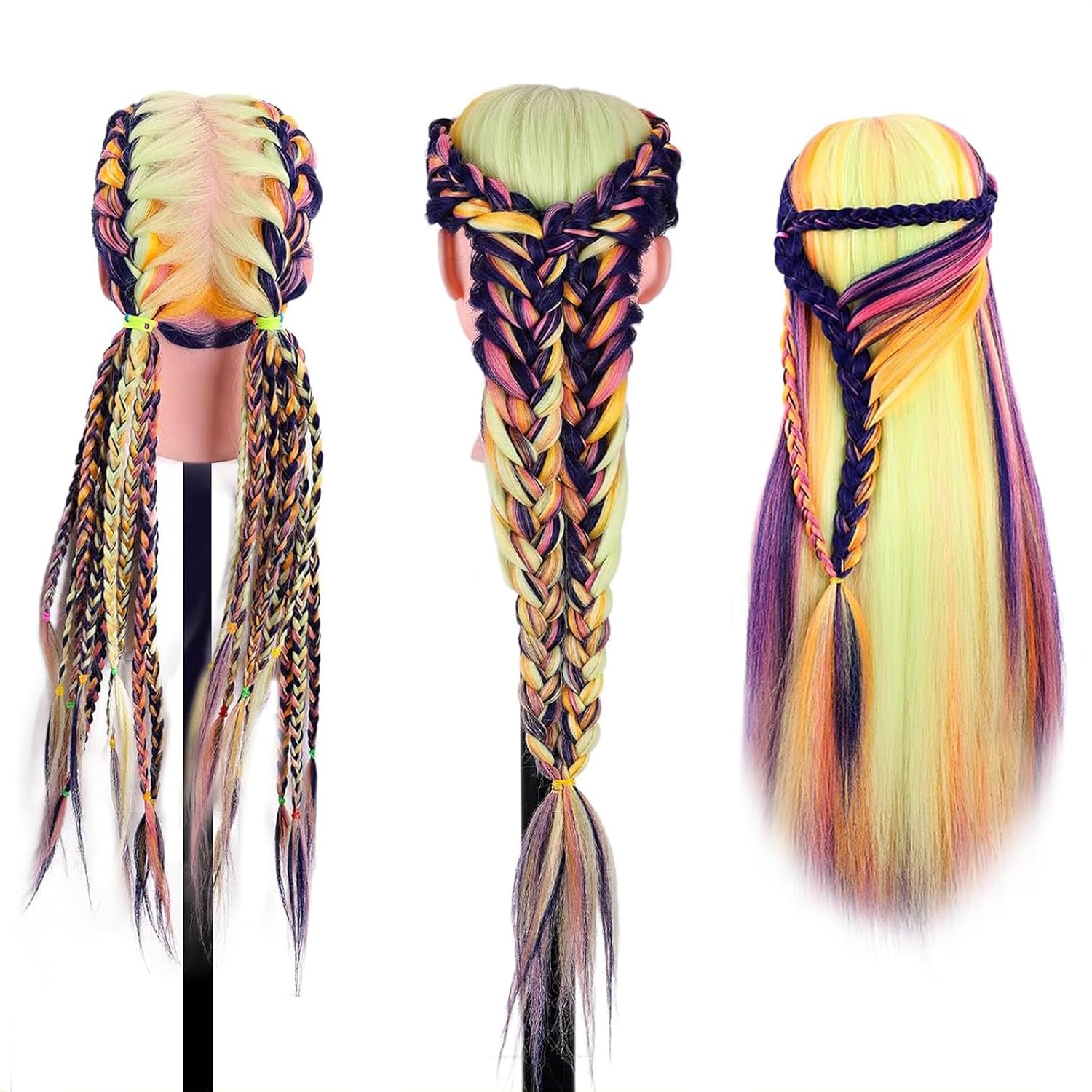 Mannequin Head with Hair, 29" Kids Mannequin Head For Practice Braiding Hairdressing Training, Hair Styling Doll Head for Girls with Table Clamp, Hair Clips