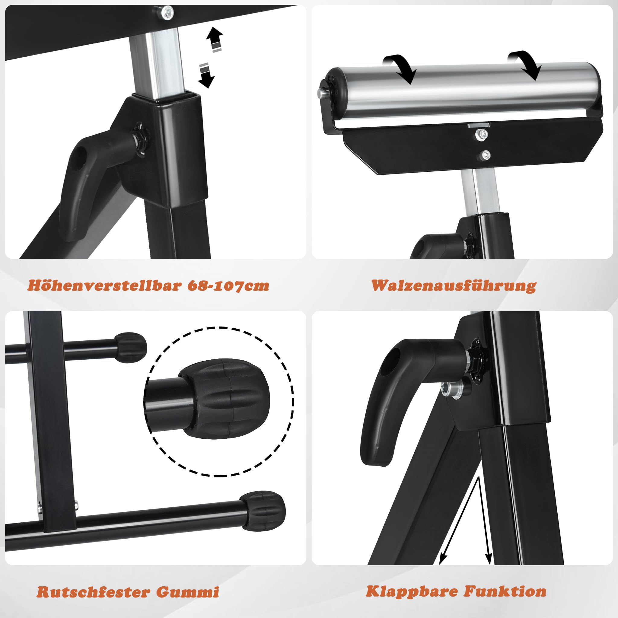 ACXIN Lot de 2 tréteaux à roulettes pliables réglables en hauteur avec pieds antidérapants 68-108 cm Charge max. 60 kg