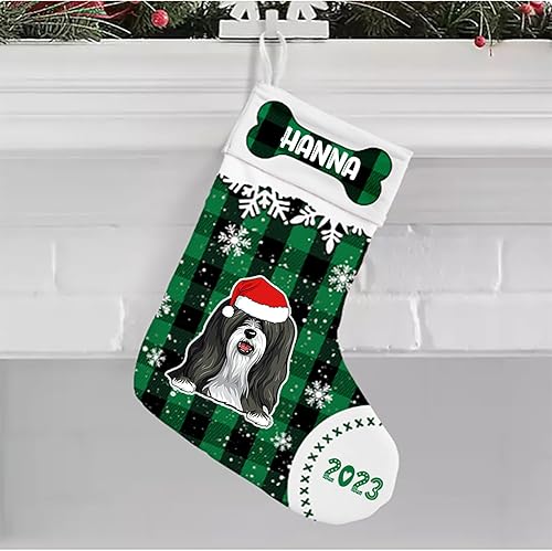 Miniatura 10 de IZI POD Border Collie - Medias de Navidad personalizadas para perro, perfectamente a cuadros, decoración navideña rústica, diseño de perro