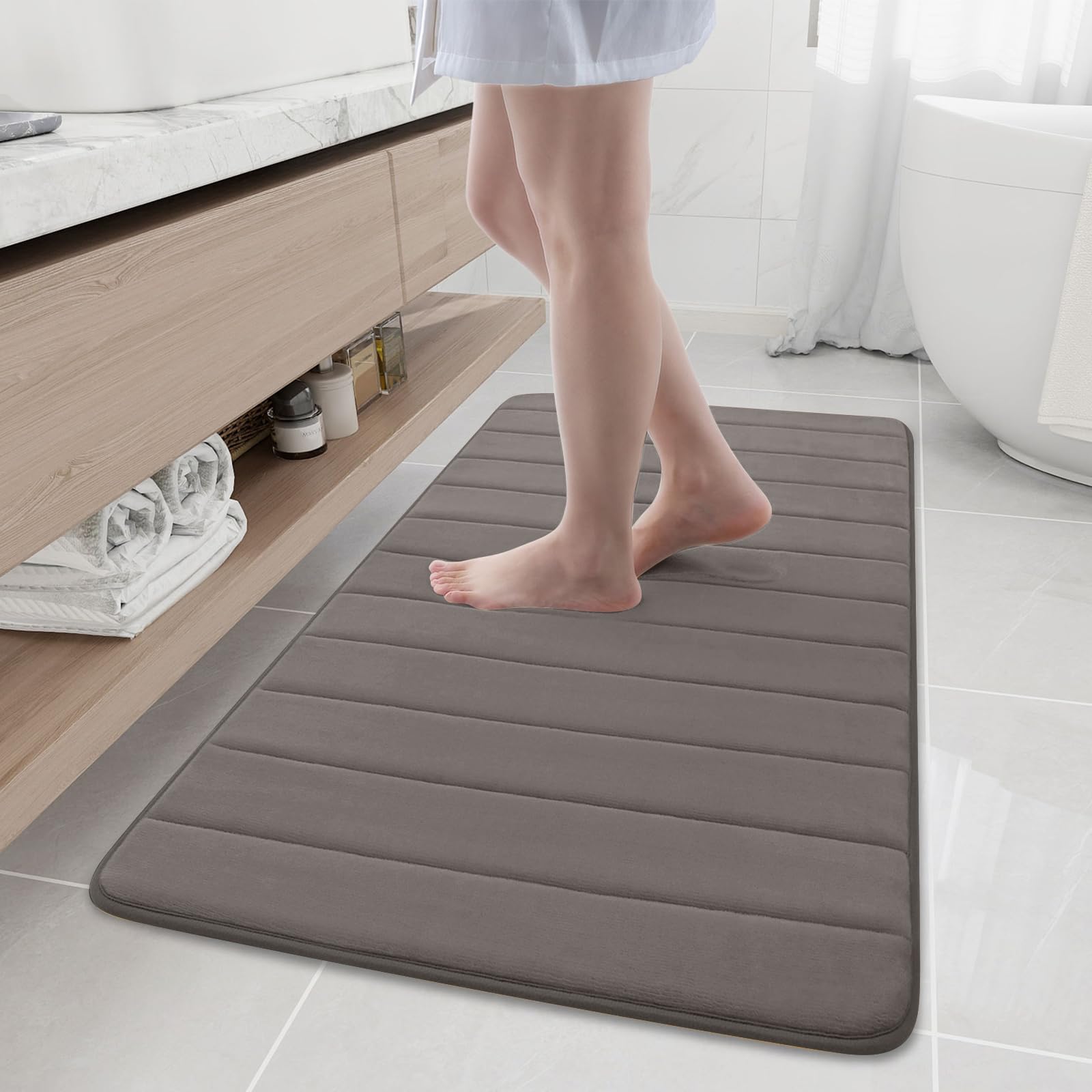 Buganda Memory Foam Bath Mat, 47" x 24", Ultra Soft and Non-Slip Bathroom Rugs, Water Absorbent and Machine Washable Bath Rug Runner for Bathroom,