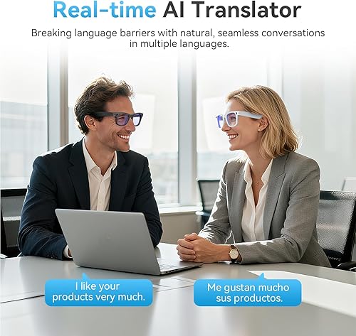 Vista 4 de AI Smart Glasses for Men Women,8MP 2K HD Camera Glasses,AI Voice Control,AI Photo Recognition,Real-Time Translation,Smart Sunglasses with Bluetooth