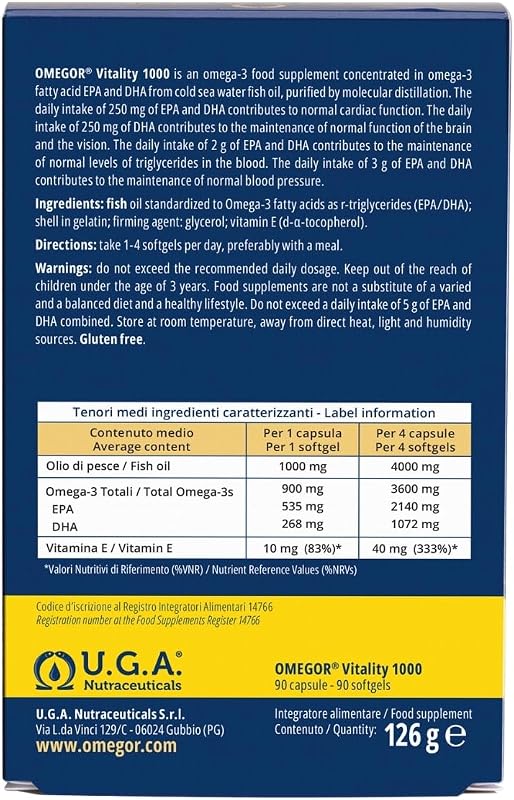 Omega 3 IFOS 5 Stelle 90 cps - Olio di Pesce Omega 3 1000mg - Ricco di EPA e DHA - Senza Retrogusto, Facile da Digerire, Privo di Metalli Pesanti