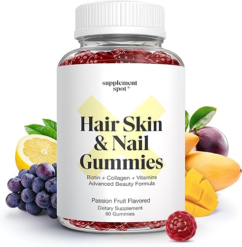 Vitaminas para el cabello, la piel y las uñas, 6000 mcg de gomitas de biotina con colágeno, vitaminas para el cabello con sabor a maracuyá,