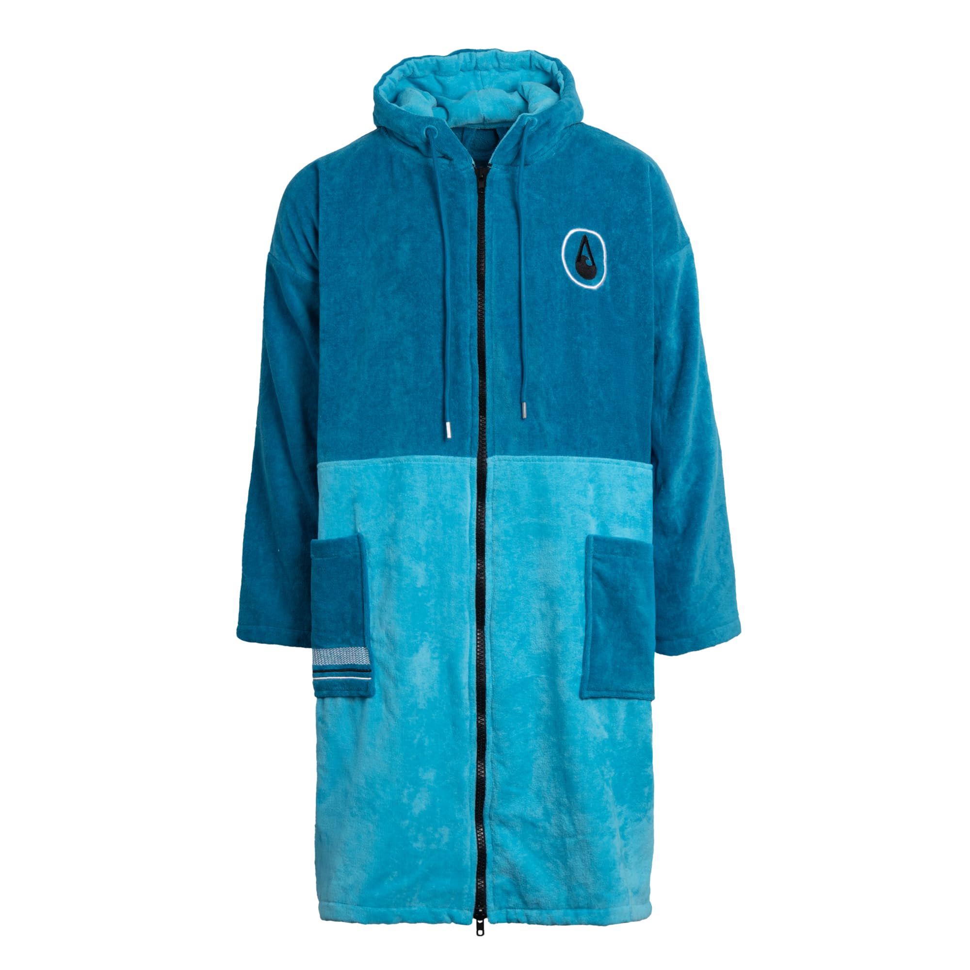 Bleys Zip Surf Poncho for Body Sizes from 170 - 205 cm Made of 100% Eco Cotton Changing Aid for Swimming Beach Surfing Shower Poncho Surf Poncho for Men Women Adults, blue, L-XL-image-14