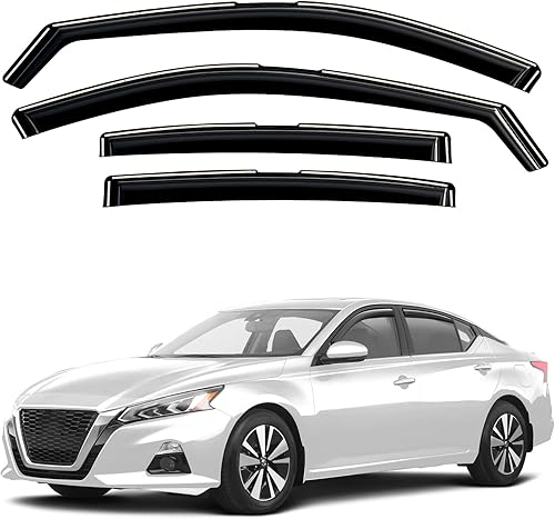 Co - Deflectores de visera de ventilación de ventana lateral tintados en el canal, protectores de lluvia compatibles con Nissan Altima 2019-2023 - 4