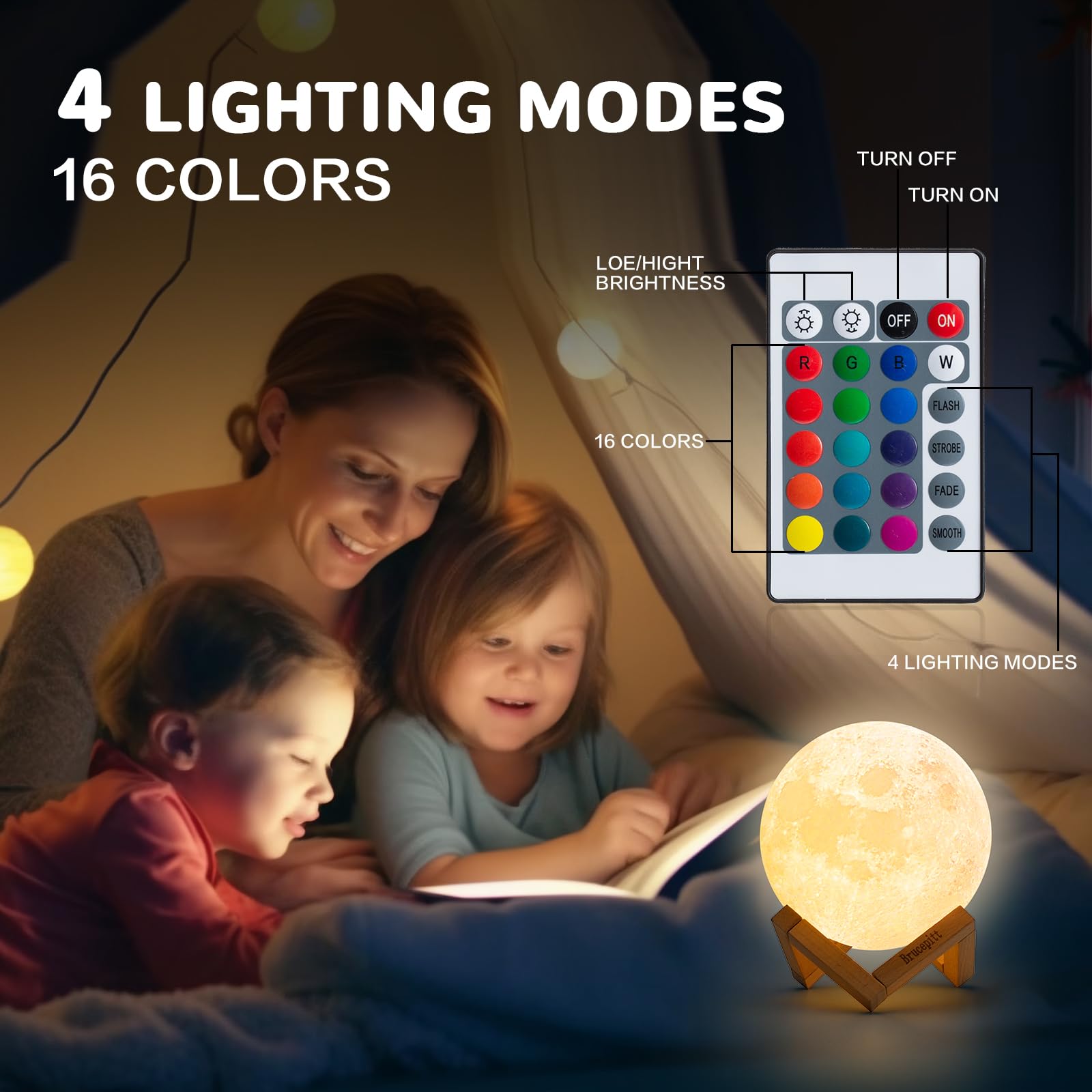 Lámpara de luna, control remoto o control táctil, carga USB, luz de luna de 16 colores para el día de San Valentín, Acción de Gracias, cumpleaños, Navidad, luz nocturna (4.7 pulgadas)