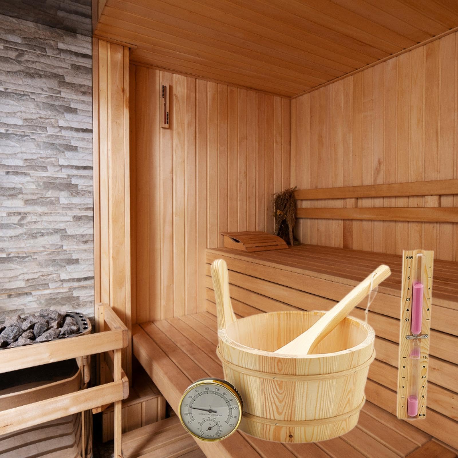 Cubo de Madera para Sauna Y, Cubo de Agua de Gran Capacidad para Spa Y Baño de