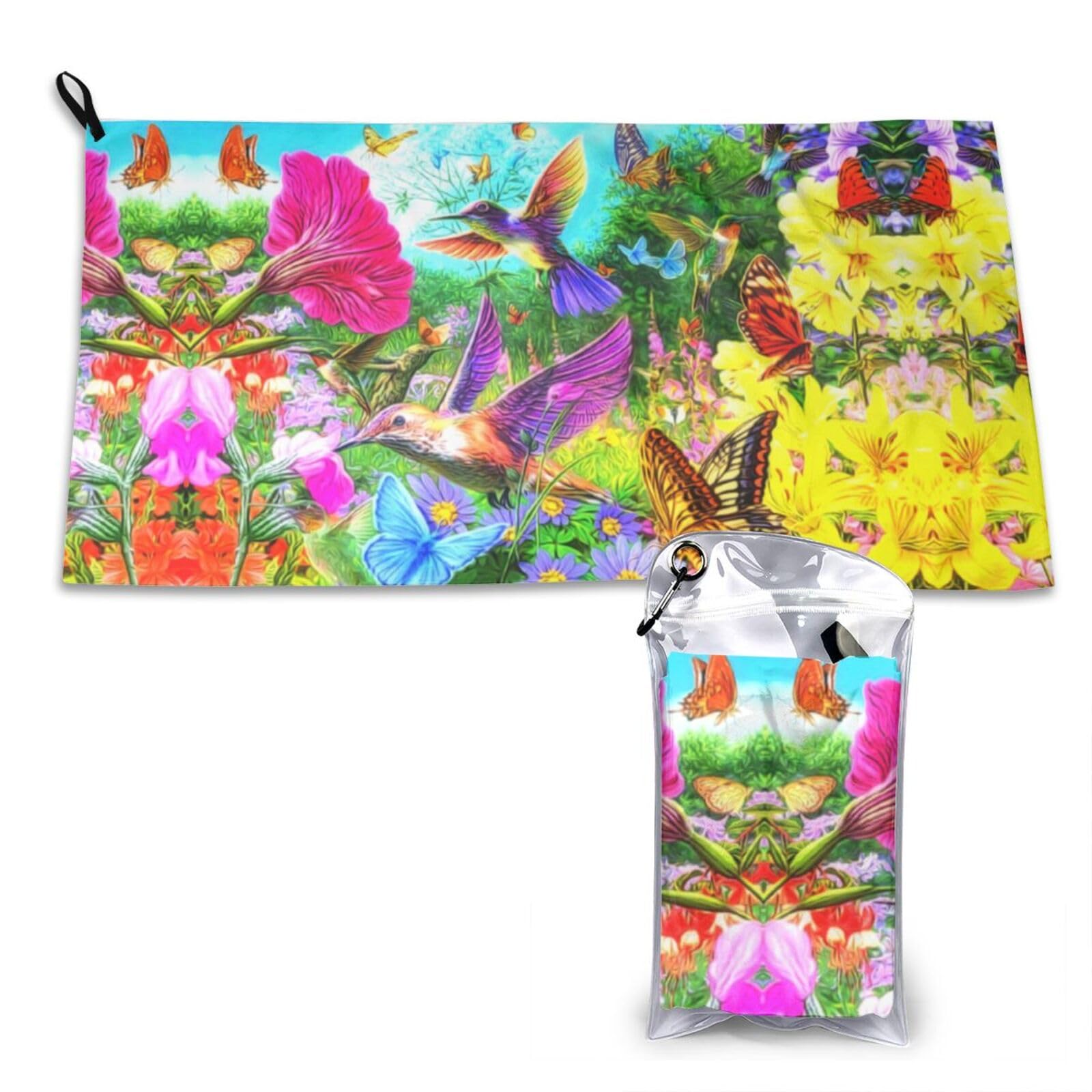 WXWJSHMGC Birds Flowers Butterfly Print Cooling Towel, Gym Towel,Cooling Towels For Neck, Soft Breathable Travel Cool Towel,Sports Towels For Gym,Camping