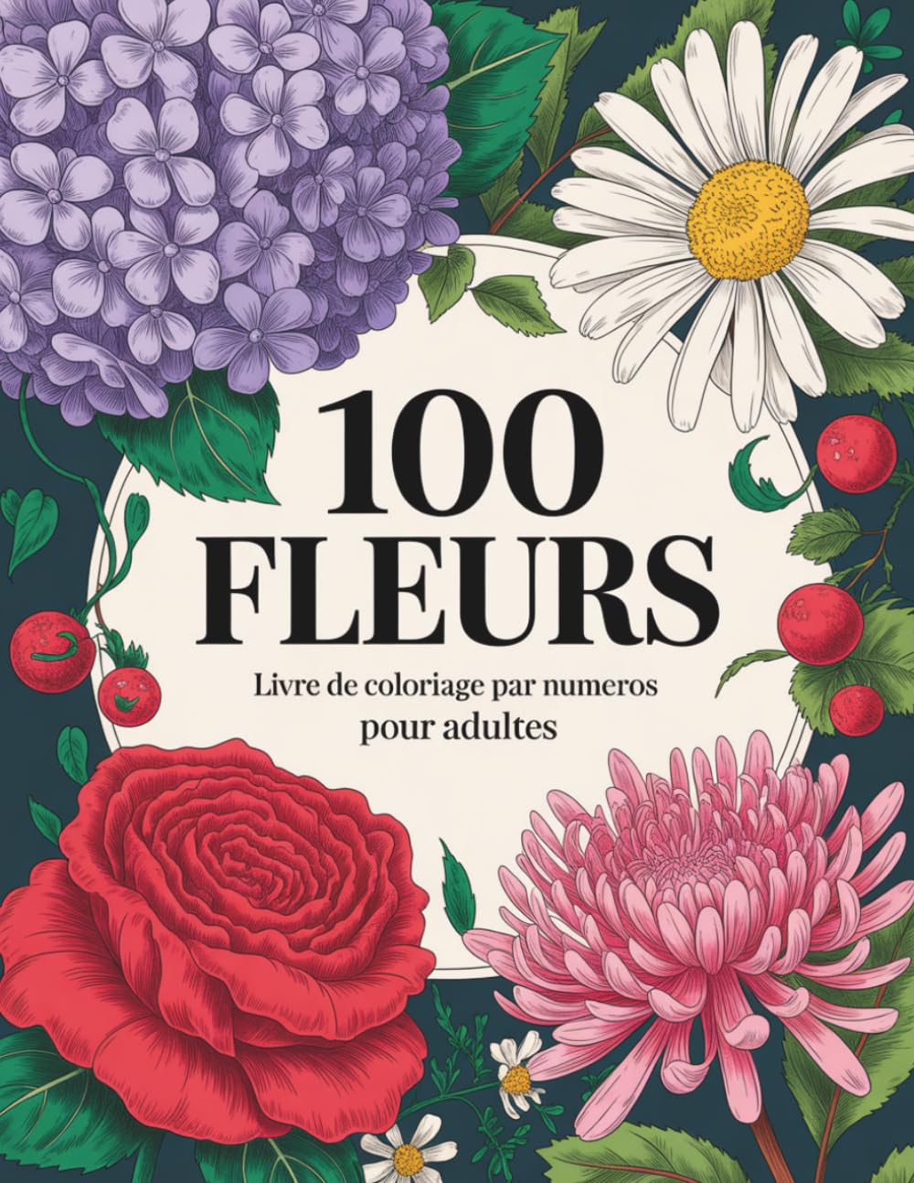 100 Fleurs Livre de coloriage par numéros: Motifs floraux faciles et détaillés pour réduire le stress, favoriser la concentration et stimuler la créativité