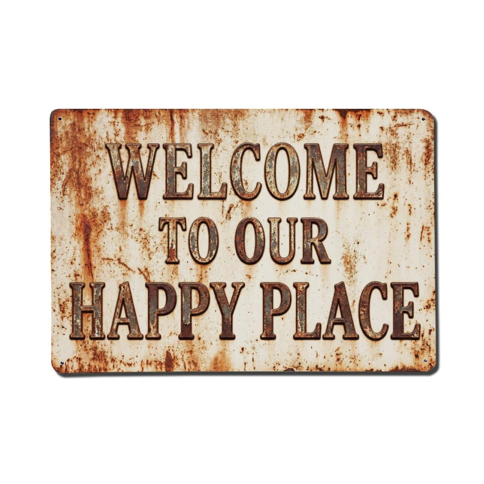 Welcome Farmhouse Entrance Typography Vintage Metal Tin Sign Plaque Wall Decor for Cafe, Club, Garden Metal Poster 8x12Inch