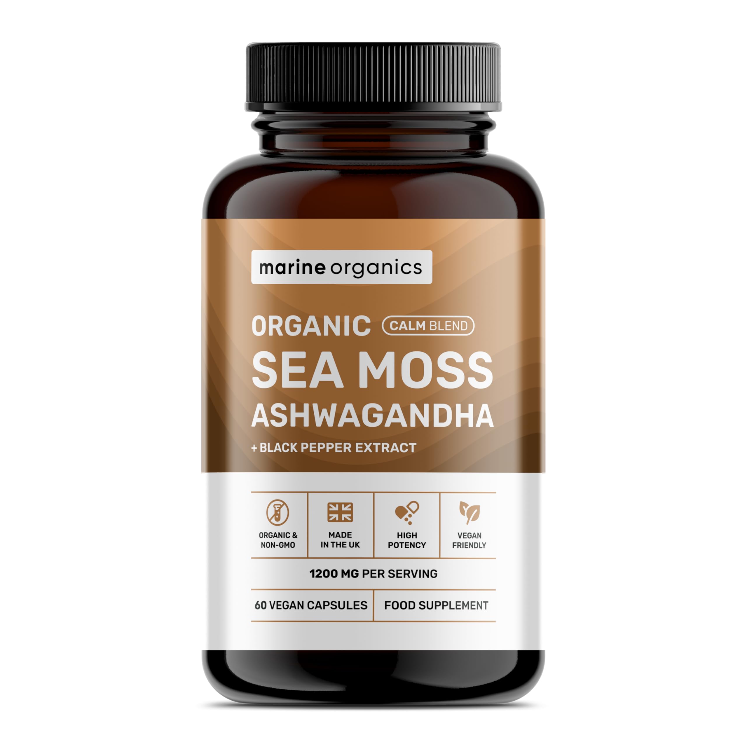 Organic Irish Sea Moss & Ashwagandha Capsules - Calm Blend - 60 ...