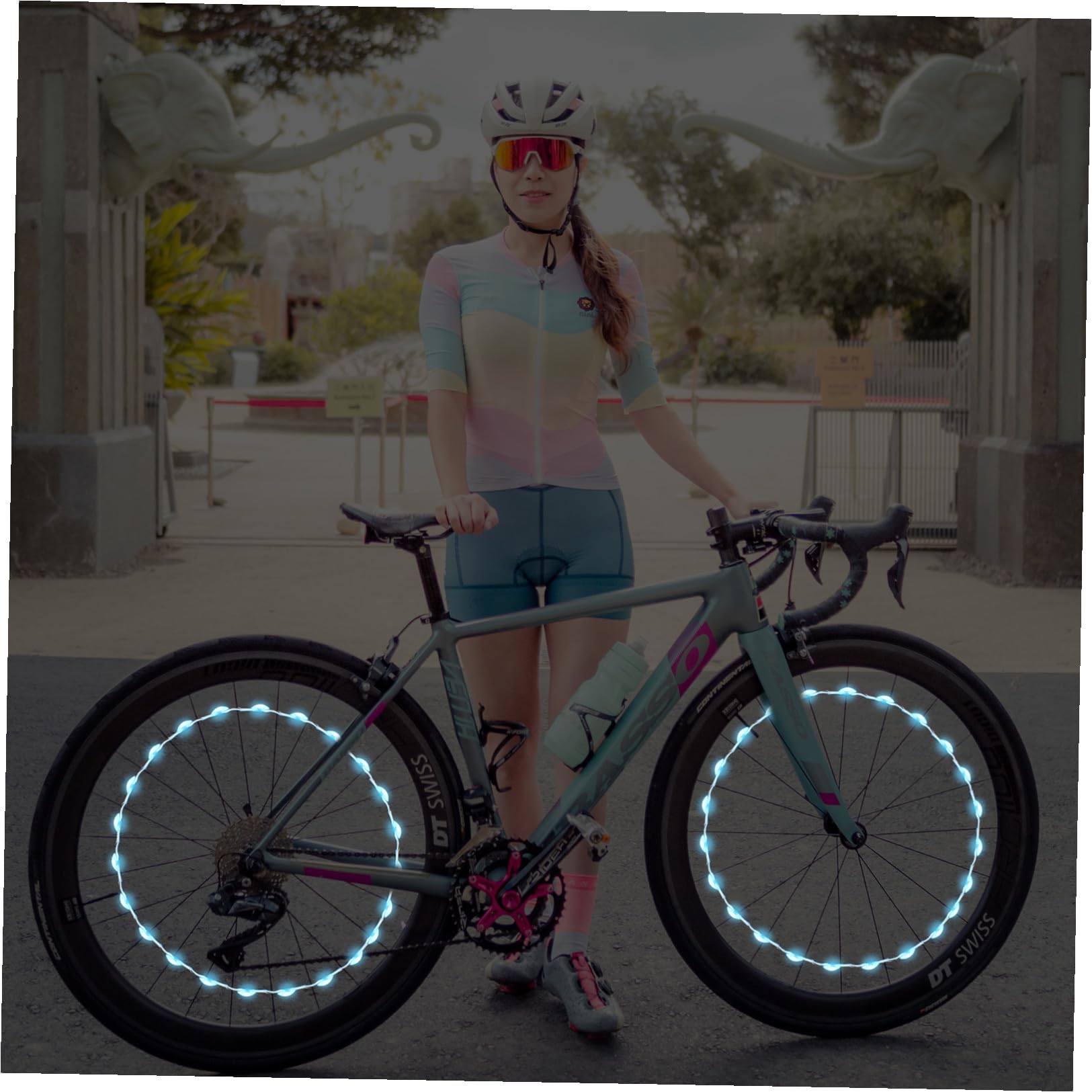 ifundom Luce per Bicicletta Davanti Posteriore parlato riflessivo Ricaricabile Luce Decorativa per Bici parlò Leggero Luce Filo Bici Lampada a Raggi Luce della Ruota Addominali Nero