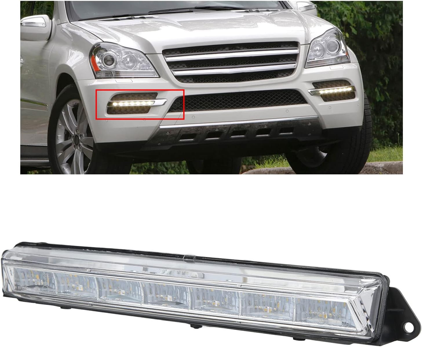 LED DRL Daytime Running Lights, Waterproof Car LED Light Strip DRL Driving Light Fog Lamp Replacement Compatible with X164 GL320 GL350 GL450 GL550 2007‑2013 (Left)