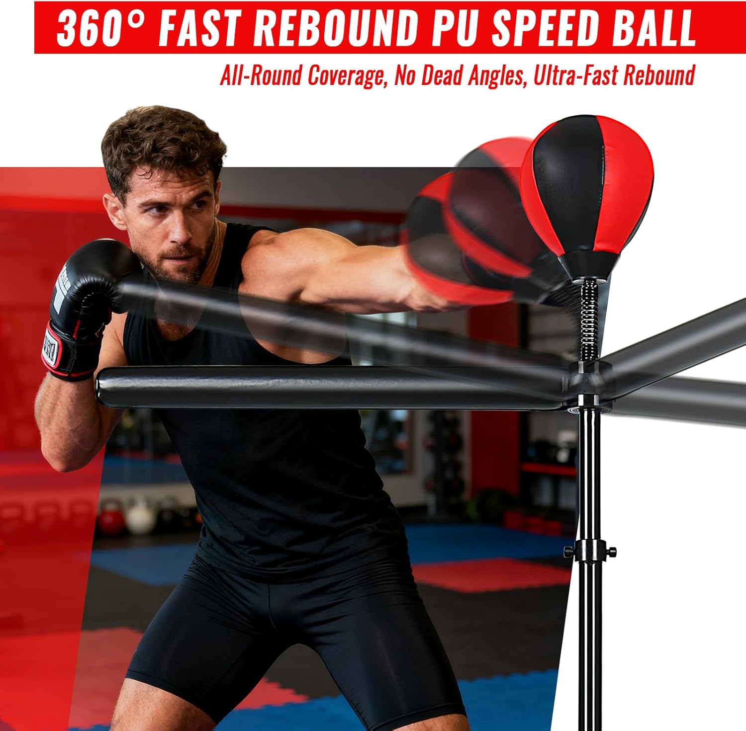 INNOLIFE Freestanding Punching Bag,Adjustable Height Home Boxing Training Equipment for Adults,Durable Boxing Bar & Stand with Stable Base for Fitness Workouts,Red - Image 5