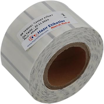 PP Şeffaf Termal Rulo Etiket 40mm X 40mm Çap Ruloda 500 Adet