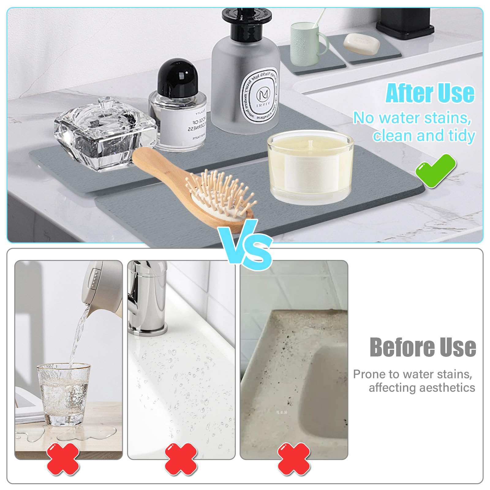 4 sottobicchieri in diatomite assorbenti d'acqua, vassoio per sapone ad asciugatura rapida, vassoi da bagno con scanalature, porta sapone in terra di