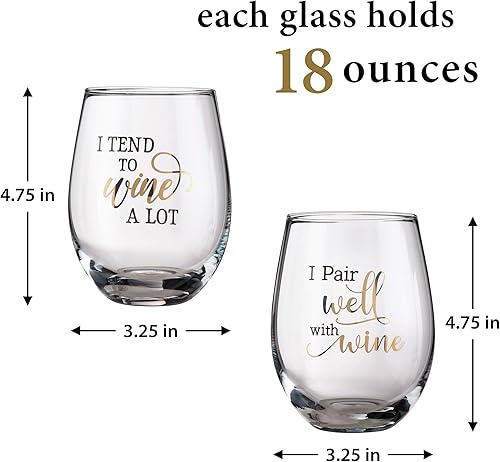 Miniatura 2 de Lillian Rose Juego de vasos con divertidos refranes de vino, 4.75 pulgadas, transparente (G142 PT)