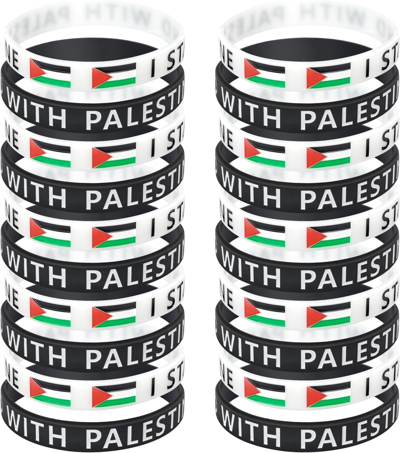 20 Pack Palestine Flag Bracelet I Stand with Palestine Silicone Wristbands Sports Unisex - Image 9