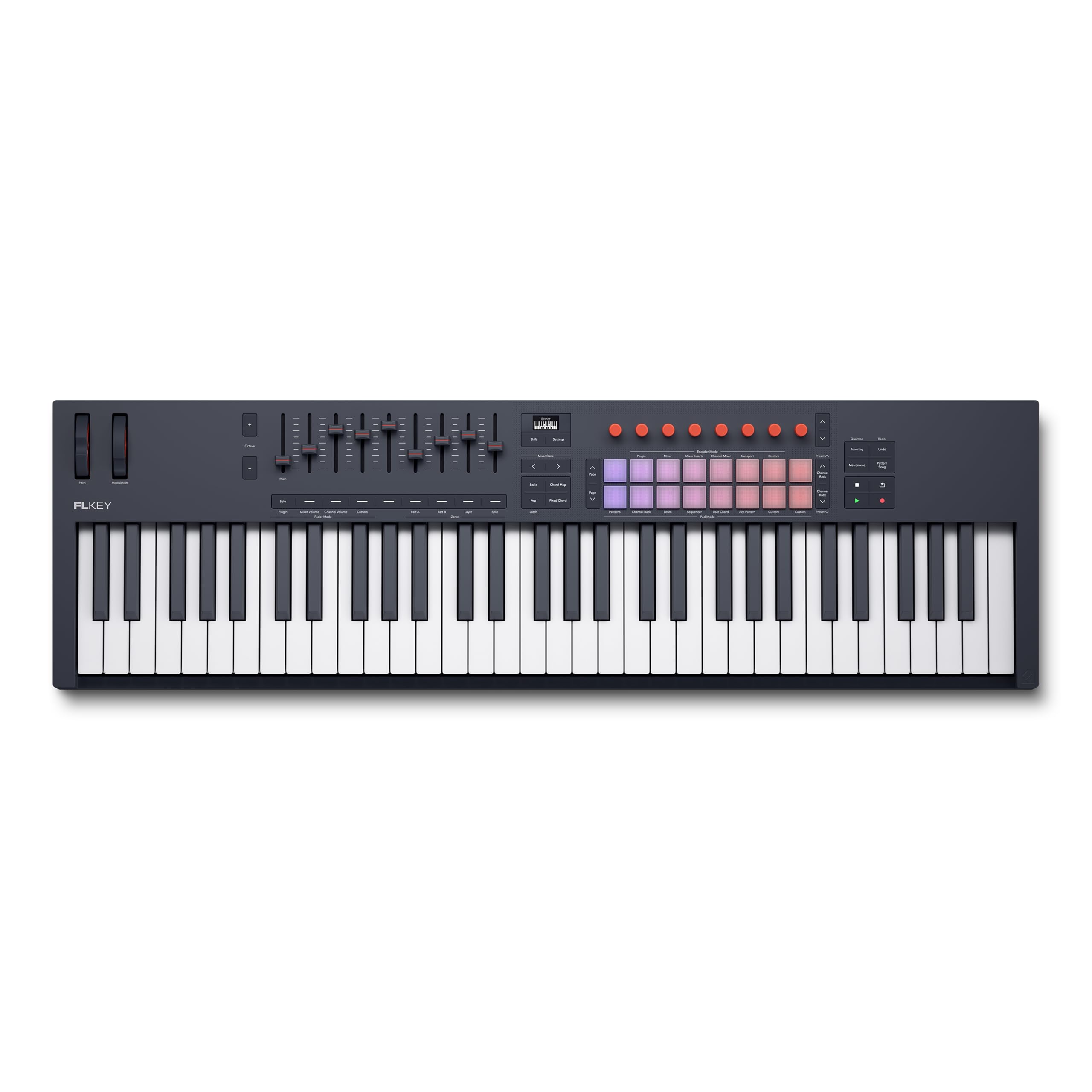 Novation FLkey 2 61 — Controller MIDI a tastiera con 61 tasti per FL Studio. Crea ritmi con tasti semipesati, USB, rotelle di pitch e modulazione, 16 drum pad, arpeggiatore e sei mesi di FL Studio