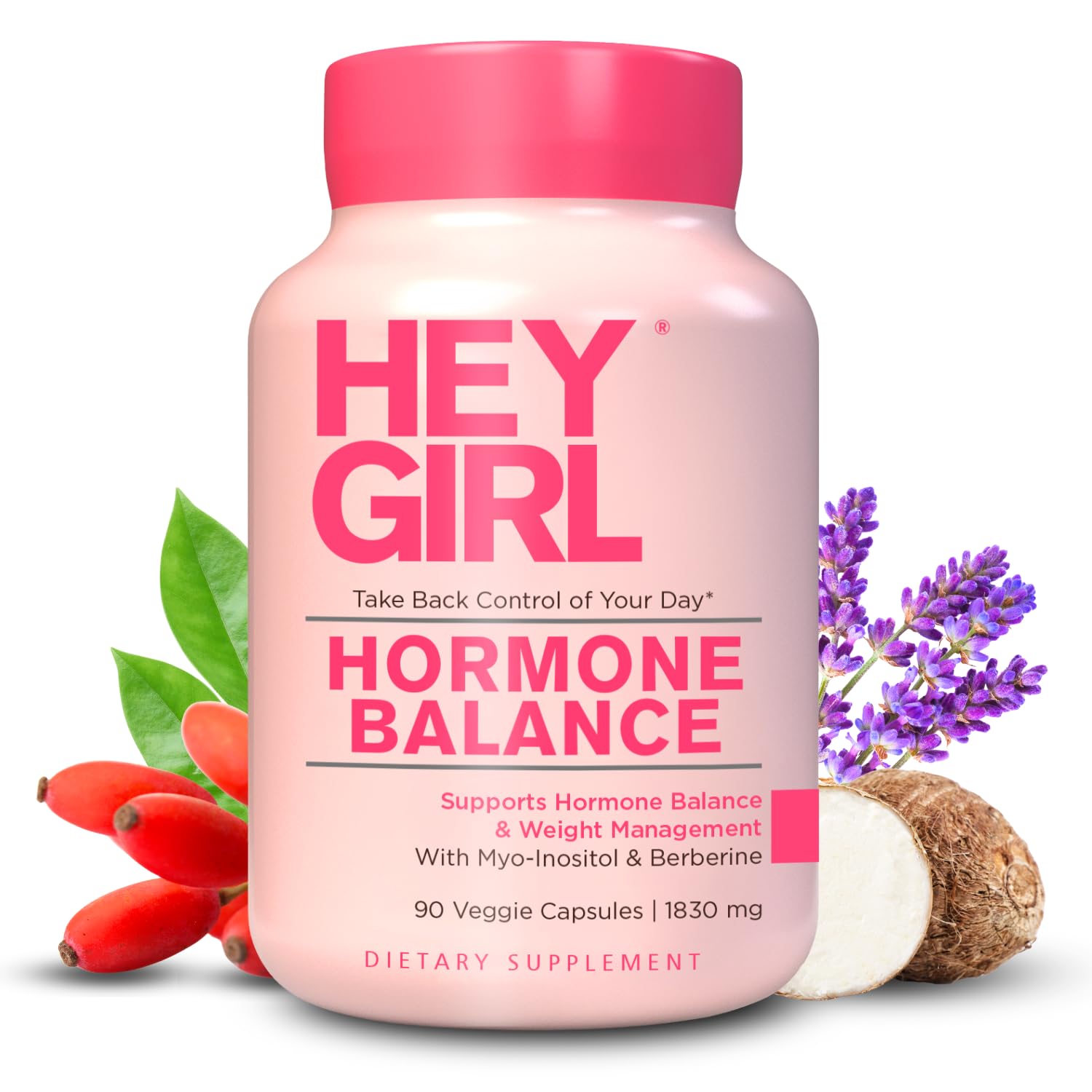 Hey Girl Hormone Balance for Women – 12in1 for Menopause, PCOS, PMS, Mood, Hot Flash, Hormonal Support– w Myo-Inositol, Berberine, Maca Root, Black Cohosh, DIM, Dong Quai