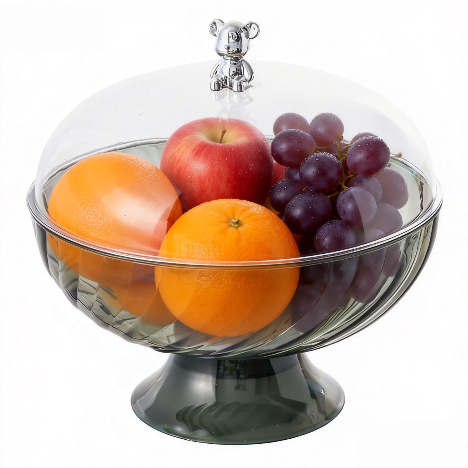QINGFENGYI Fruit Bowl for Kitchen Countertop, Fruit Basket with Lid, Displaying for Party Wedding, Vegetable, Dessert, Snacks, Bread, Decorative Pedestal Bowl for for Dining Table, Kitchen, Green