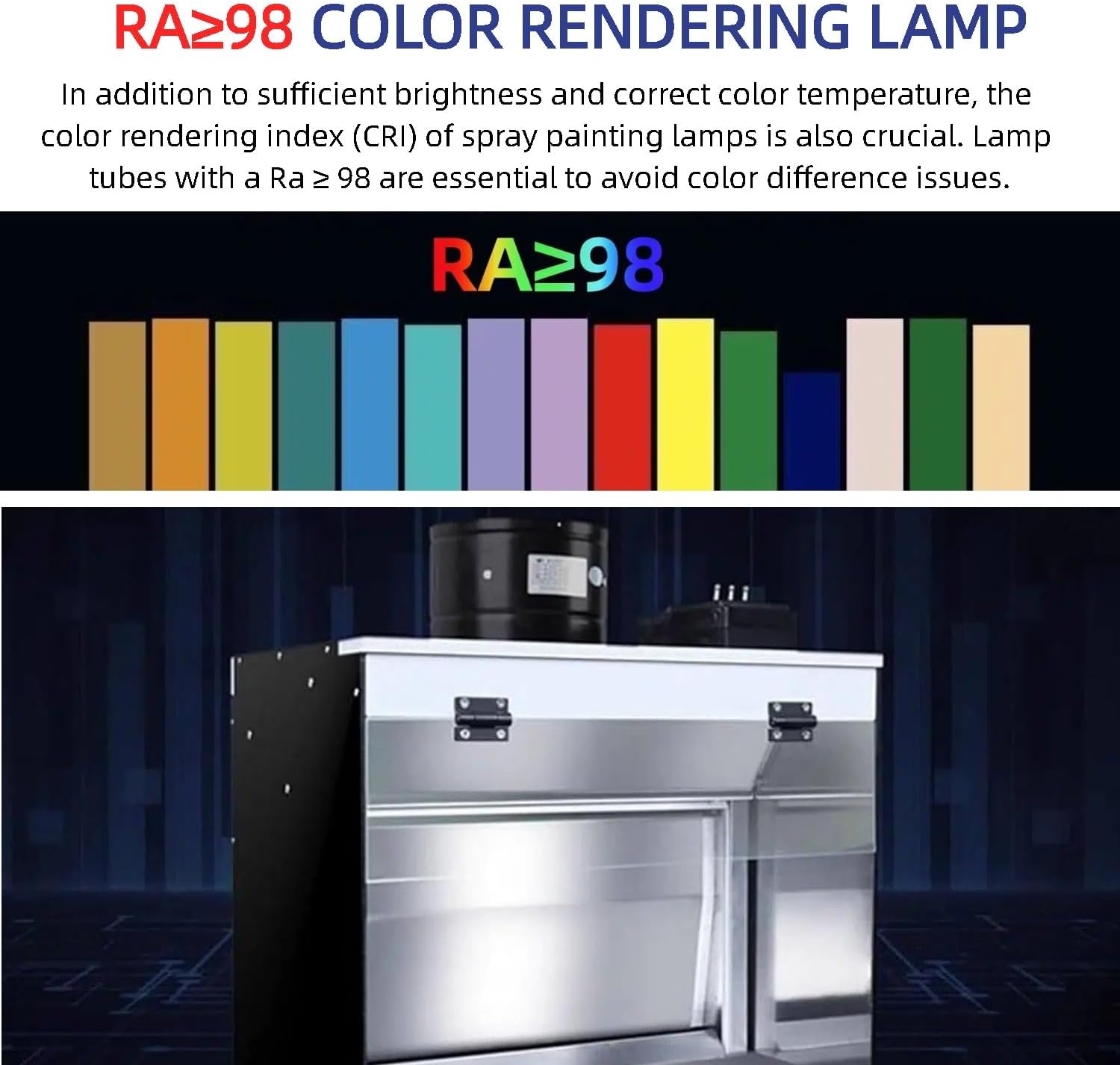 Portable Airbrush Spray Booth Kit with 80W Water Curtain Exhausting Air,Stainless steel Airbrush Spray Booth Station,with 9.8Ft Exhaust Duct LED Lights for Painting Projects, Crafts, Cake(50*50*40cm)
