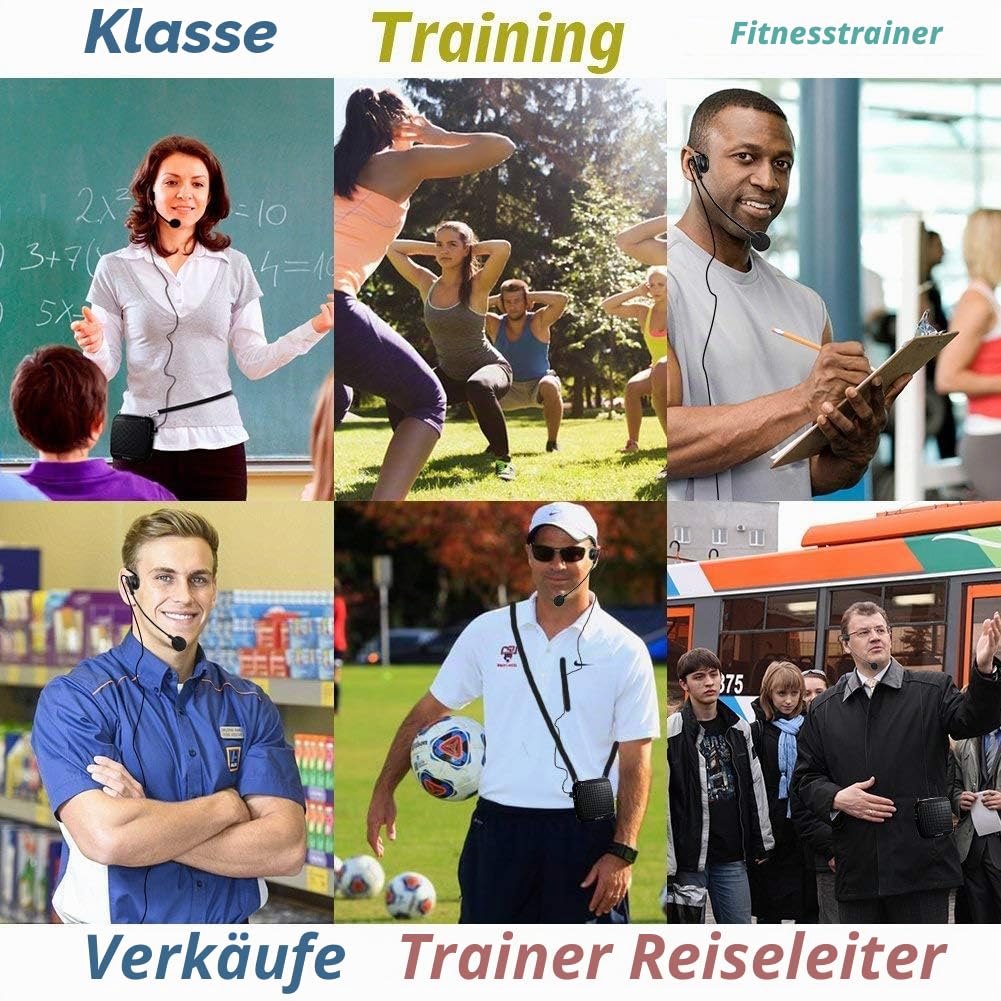 SHIDU Wireless Sprachverstärker Bluetooth Lautsprecher 18W Wasserdichtes tragbares PA-System mit UHF Wireless Mikrofon Headset Wiederaufladbares Voice Mikrofon für den Außenbereich im Klassenzimmer