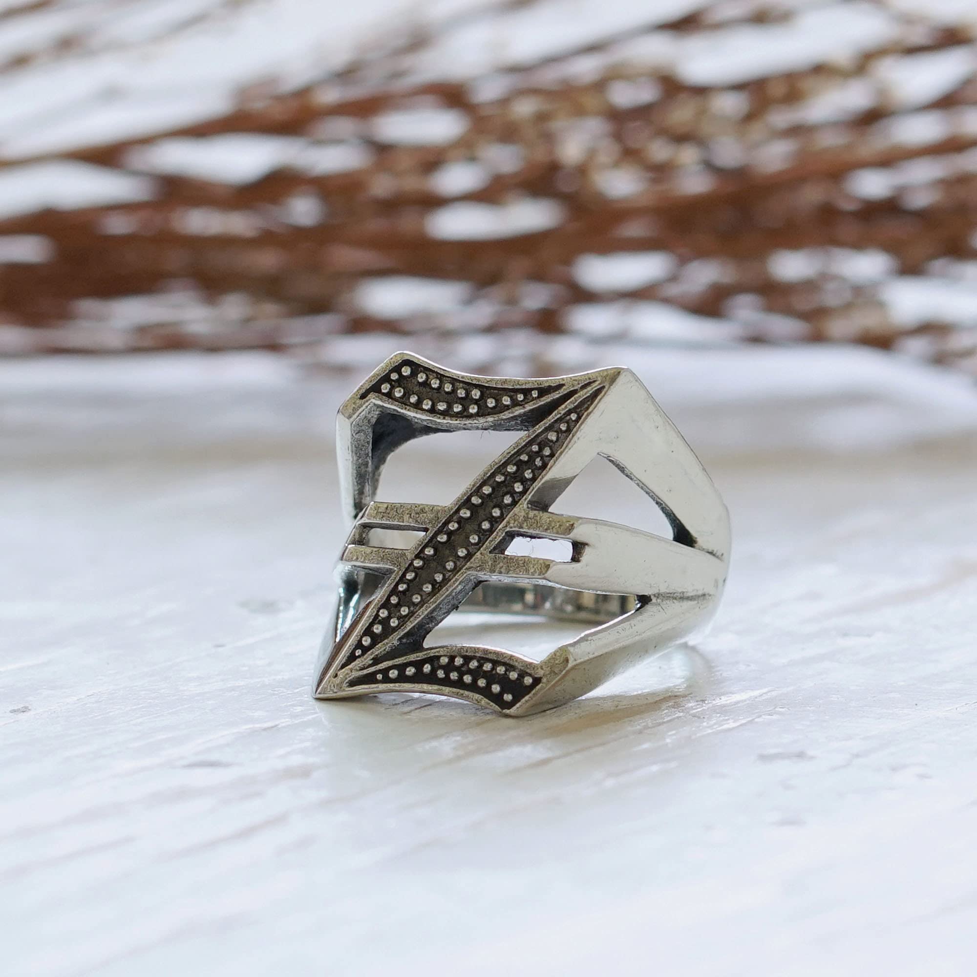 Z letter old english ring men sterling silver 925 biker handmade personal initials name (13)