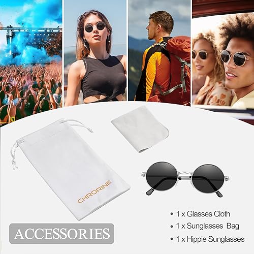 Miniatura 3 de CHRORINE Gafas de sol hippie redondas de los años 70, lentes retro para mujeres y hombres, accesorio de fiesta, festival, moda, gafas de sol vintage