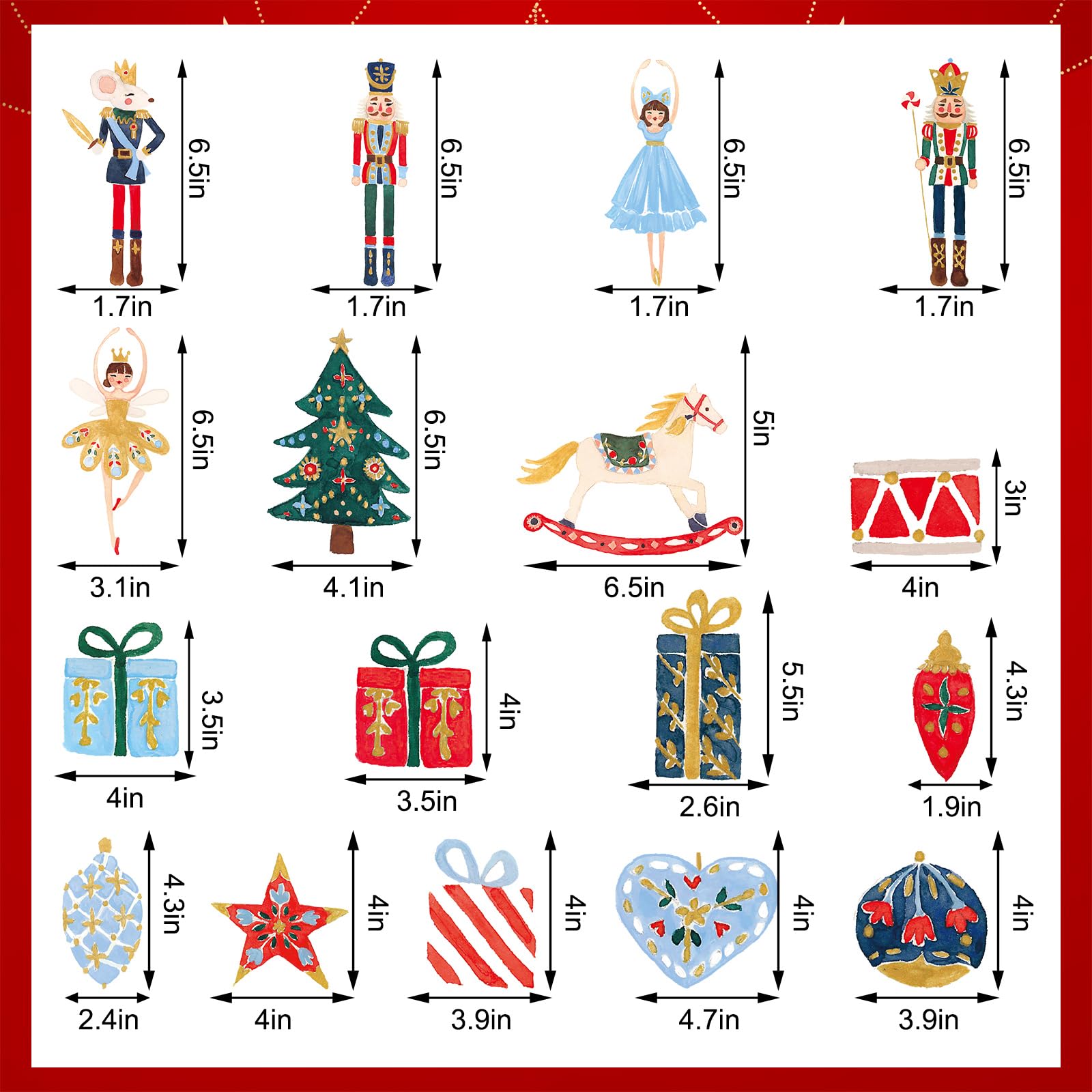 AnyDesign 48Pcs Christmas Hanging Swirl Watercolor Nutcracker Party Swirl Xmas Tree Gift Ceiling Hanging Decoration for Xmas Winter Party Hanging Ornaments Decoration