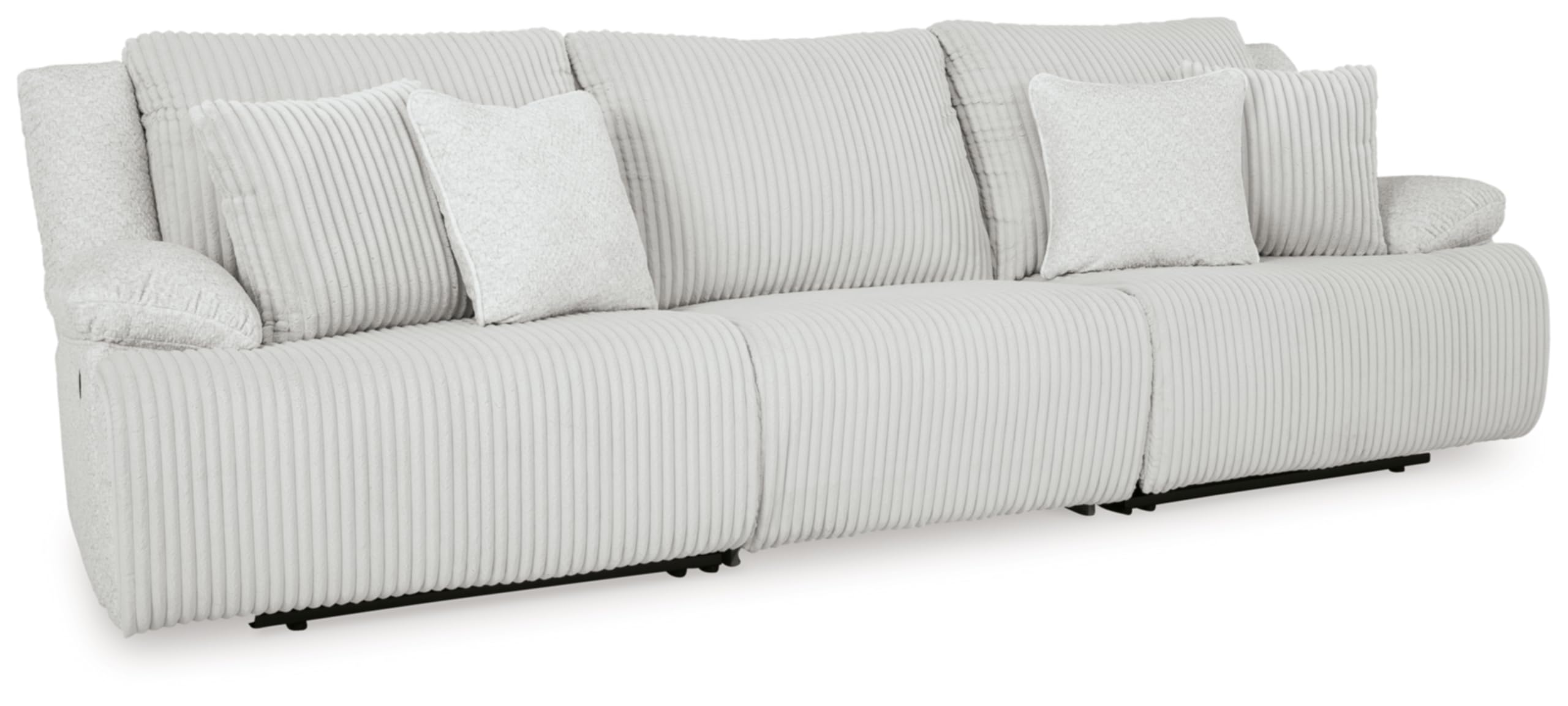 Signature Design by Ashley Top Tier Coastal 3-Piece Reclining Sectional Sofa with 4 Accent Pillows Light Gray