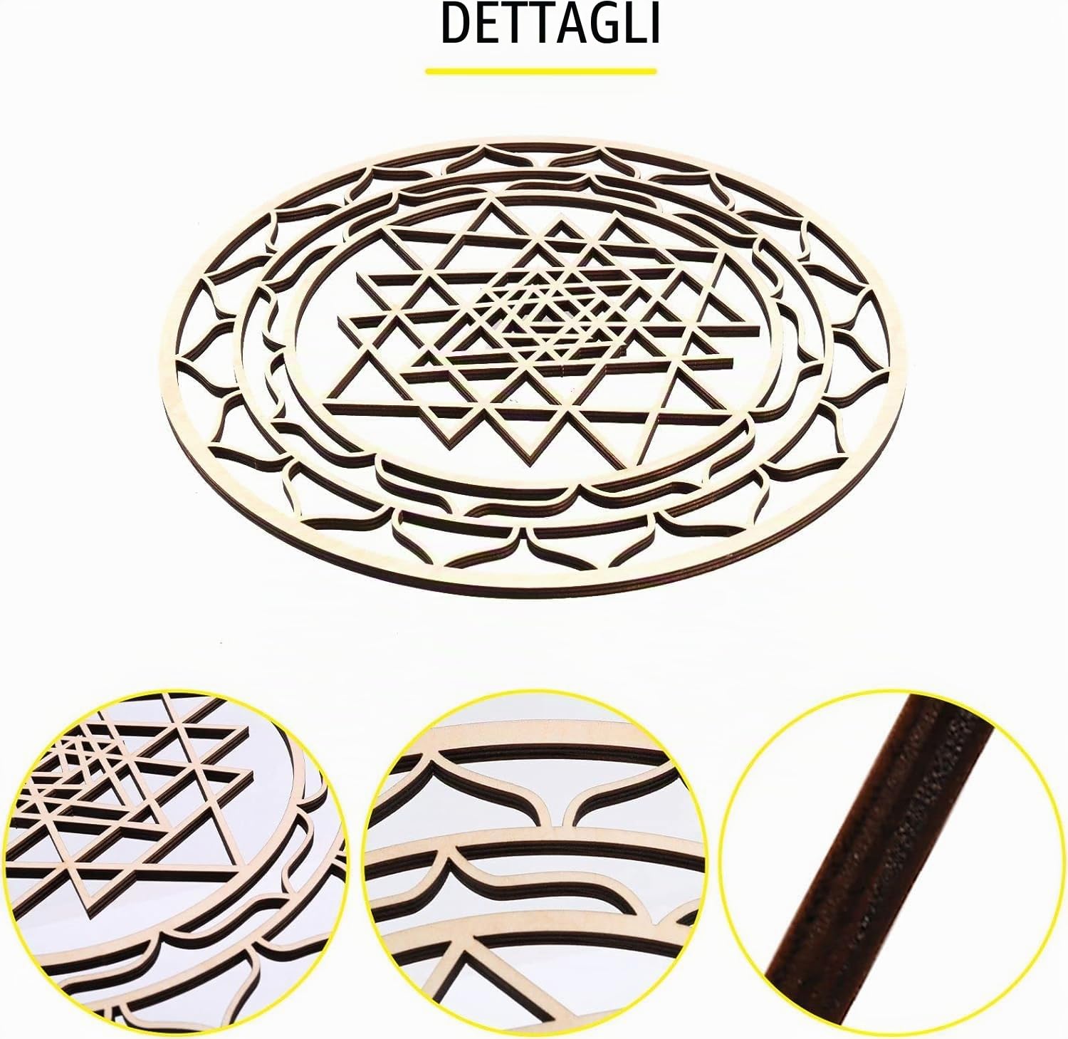 Dytabepl Set di 3 pezzi di arte da parete con geometria sacra, scultura in legno, decorazione