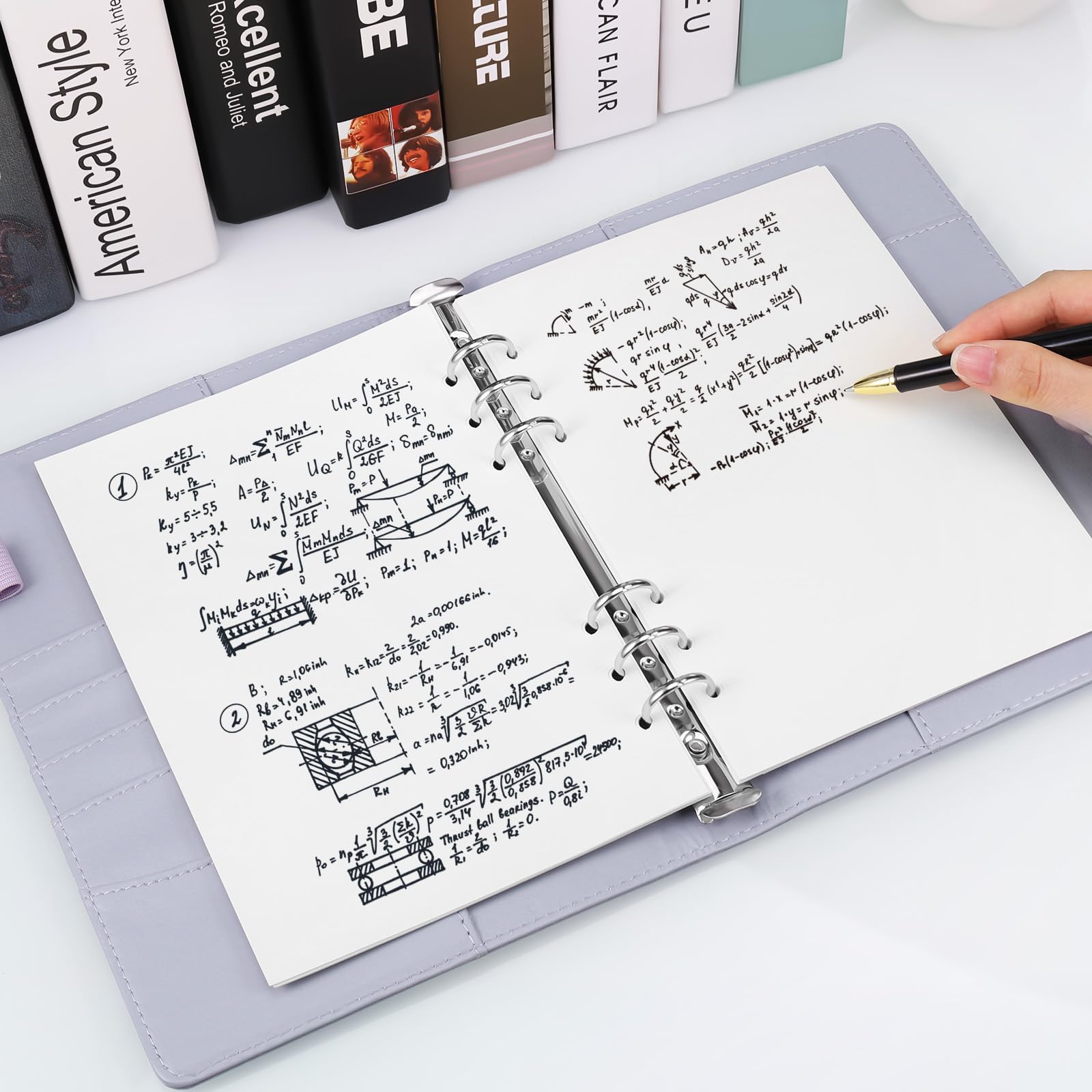 JIANTA Classeur Anneaux A5 Cuir PU Rechargeable - 240 Feuilles, 6 Trous, Organiseur Journal Bureau