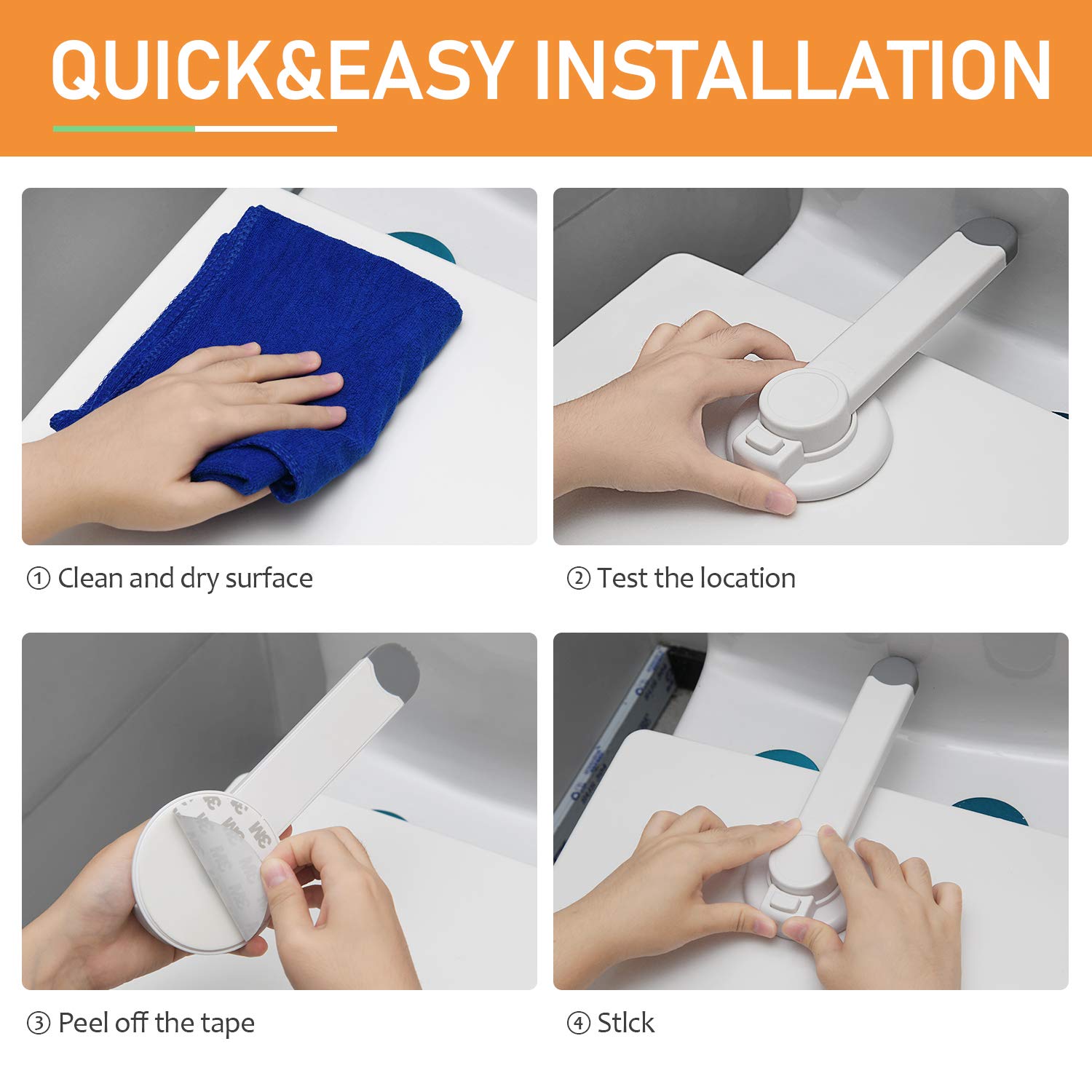 Verrou de Toilette pour Bébé Mécanisme de Palette Gapless, Ajustement Universel pour la Plupart des Couvercles de Toilette, Aucun Outil Nécessaire Installation Facile avec Adhésif 3M.