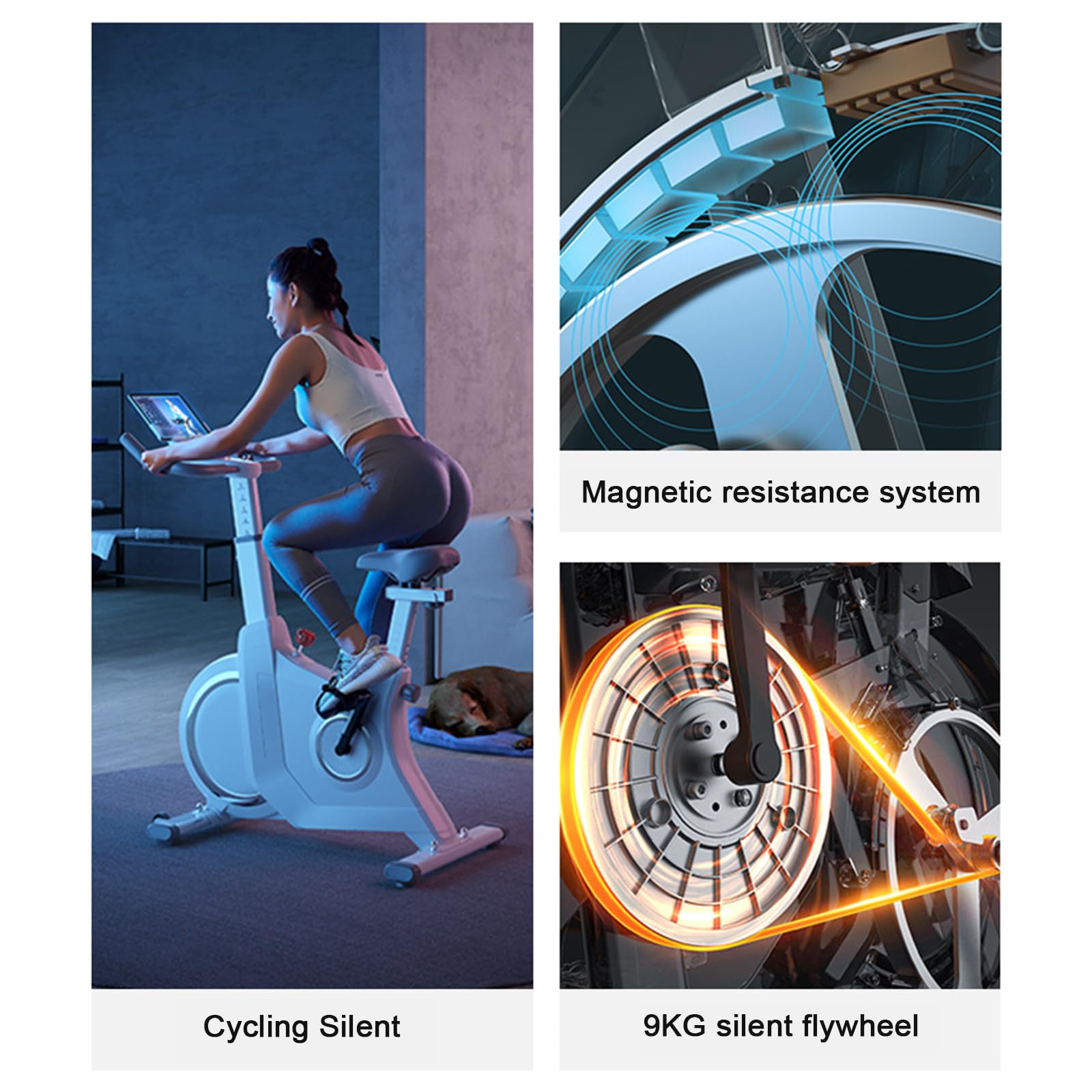 Magnetyczny rower stacjonarny, fitness rower treningowy do jazdy na rowerze, stacjonarny rower stacjonarny z ekskluzywnymi kursami fitness, 32-poziomowy opór magnetyczny, łączność Bluetooth