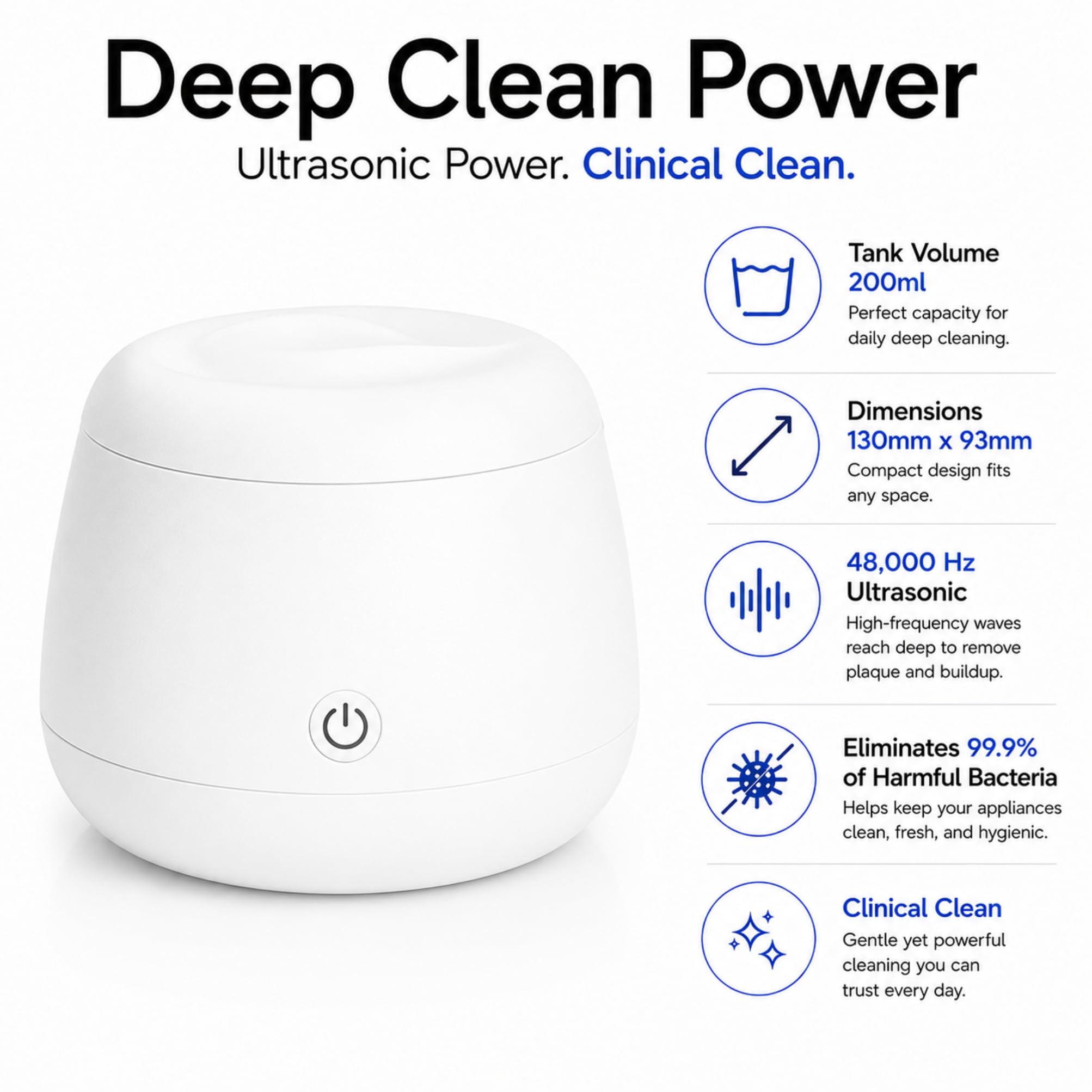 FIONA JAMES Máquina limpiadora ultrasónica de retenedores | Cápsula de limpieza dental de 48 kHz | Alineador, protector nocturno, protector bucal, dentadura postiza | Cuidado dental bucal | Limpiador