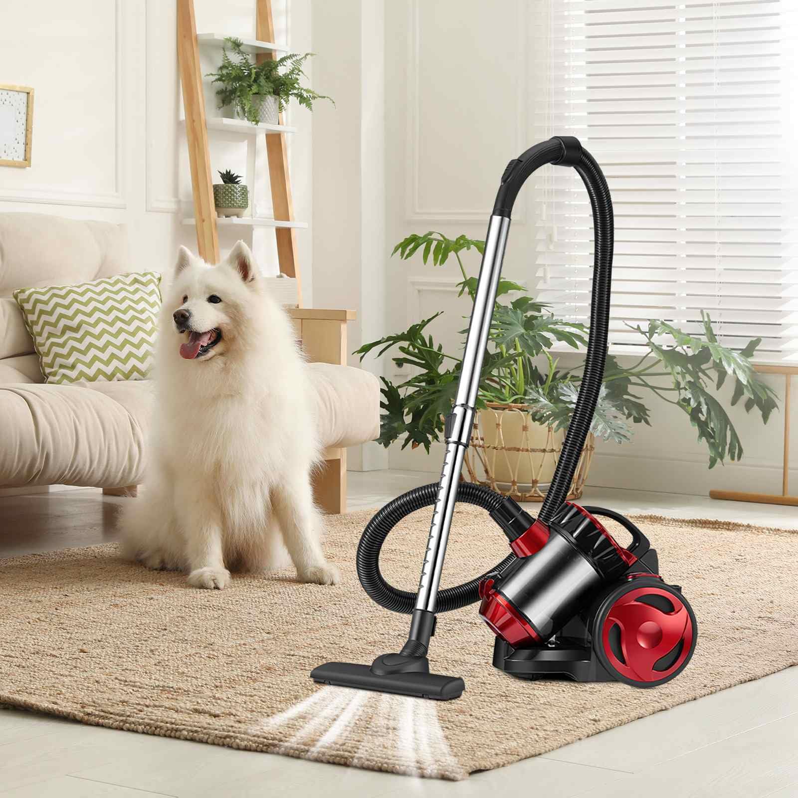 Aspirador sin bolsa, 1,5 L, aspirador escoba, 4,5 m, cable de alimentación (A) | 2000 W de filtración de alto rendimiento, silencioso, para alfombras, alfombras y suelos duros, coche, laminado y baldosas