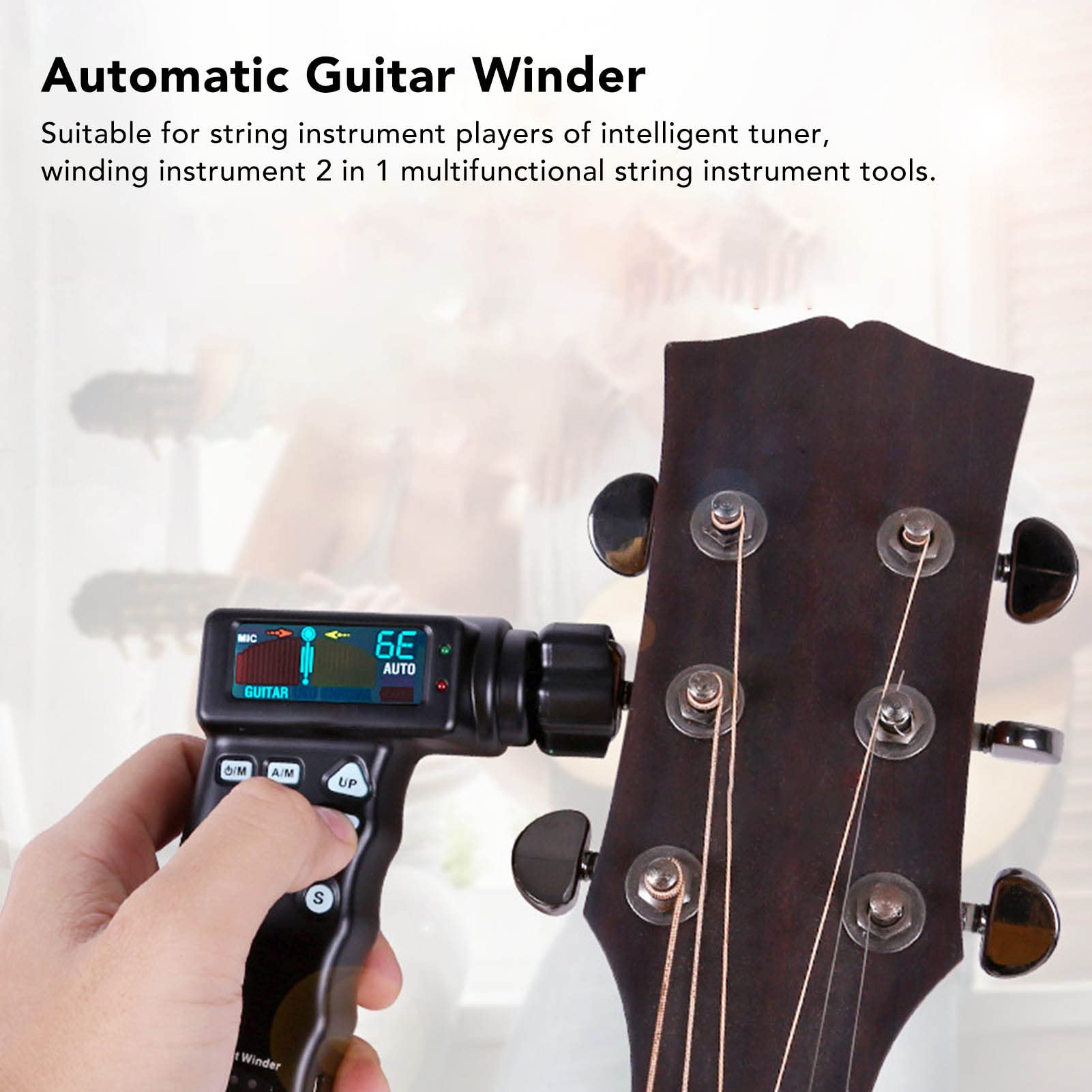 Automatic Guitar Winder, Automatic Guitar Winder Color Display 2600mA Fast Acoustic Guitars Auto Tuner for Guitar Ukulele - Image 4