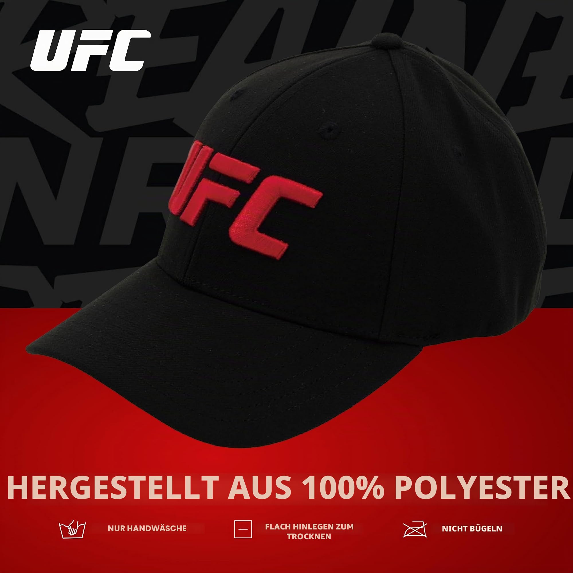 Concept One Unisex UFC Baseballmütze, 6 Paneele, Flex-Fit, aktive Sportkappe mit gebogener Krempe, Baseballkappe